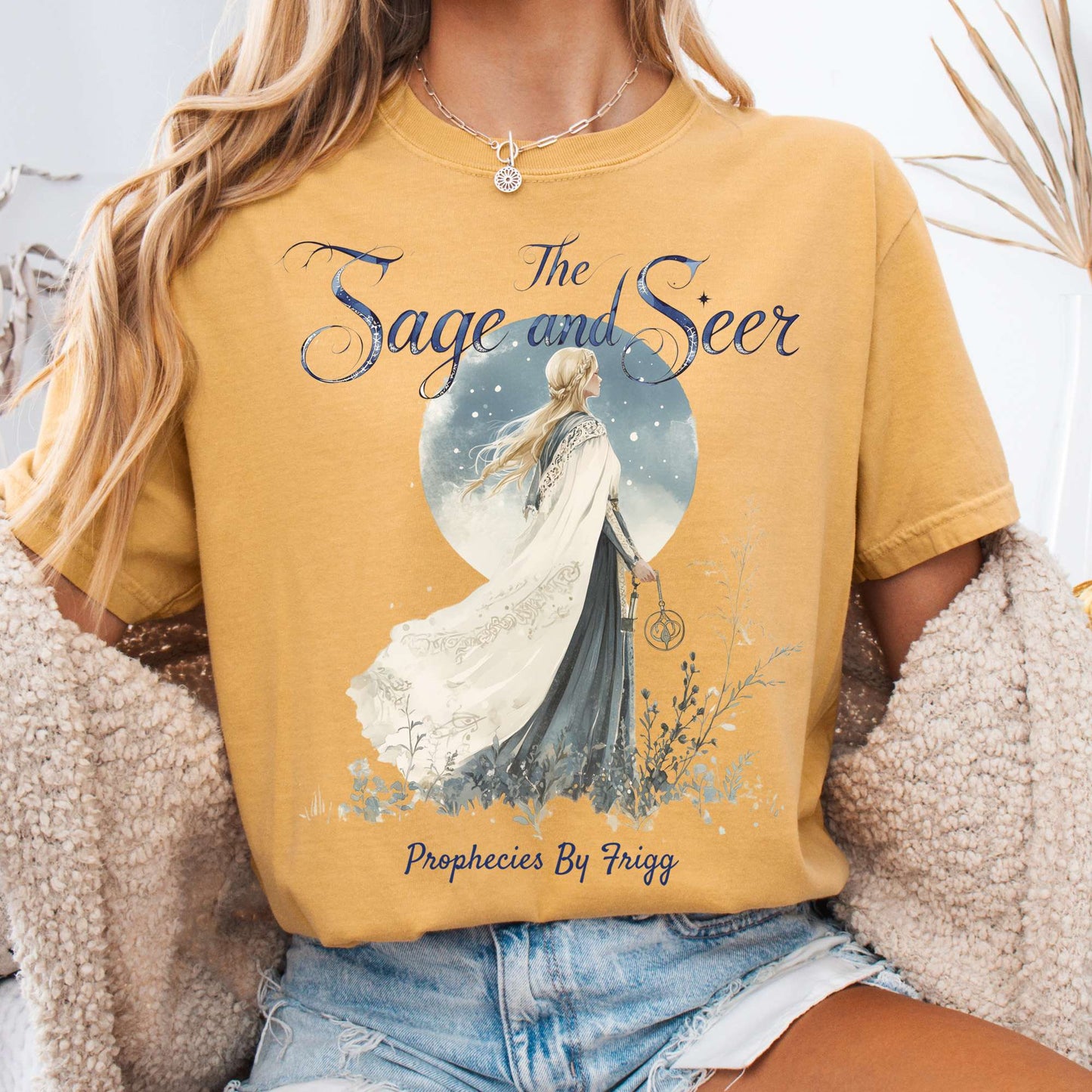 T-Shirt Mustard / S The Sage and Seer Prophecies by Frigg Norse Goddess Shirt The Mystic Eden
