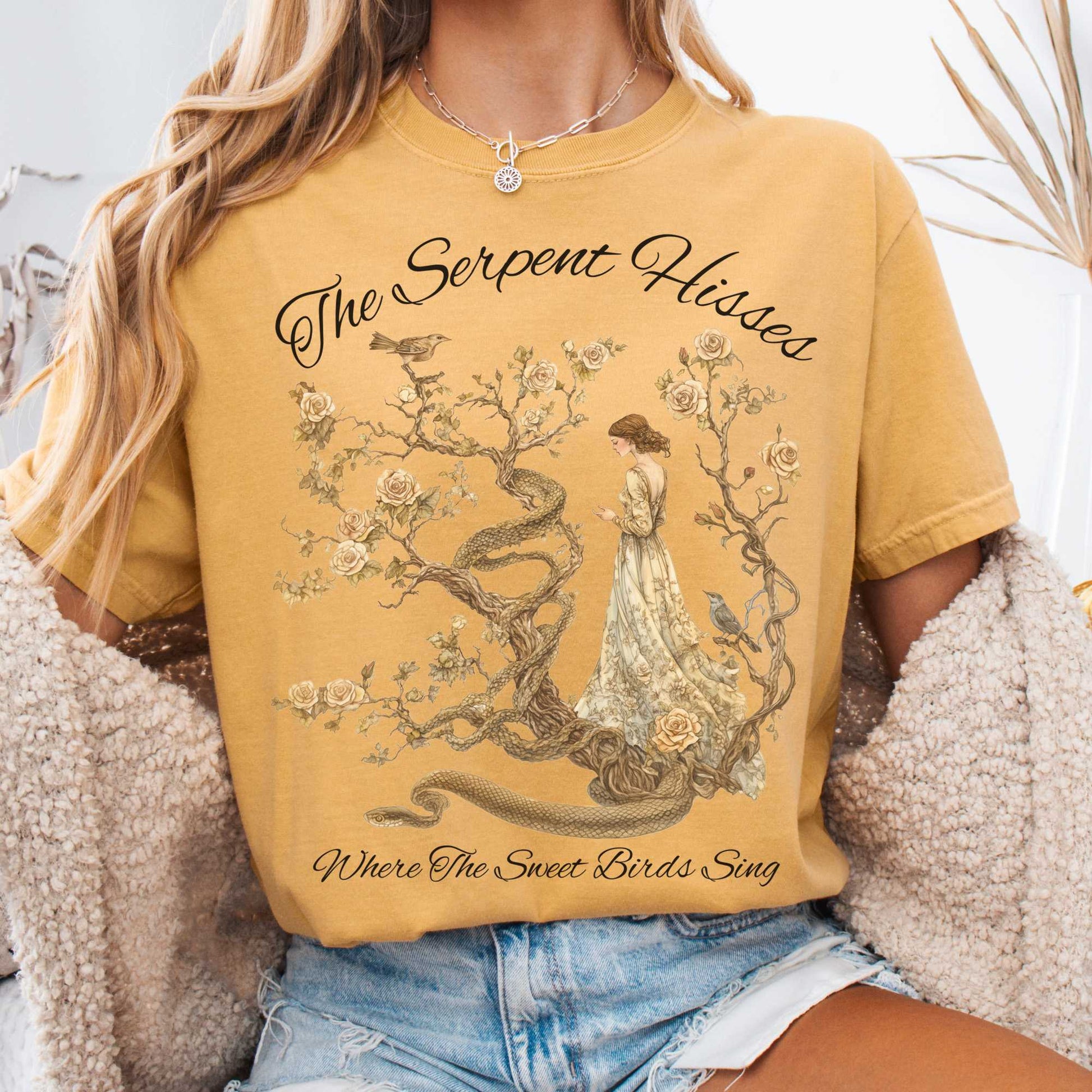 T-Shirt Mustard / S The Serpent Hisses Where the Sweet Birds Sing - Tess of the D'Urbervilles Shirt The Mystic Eden