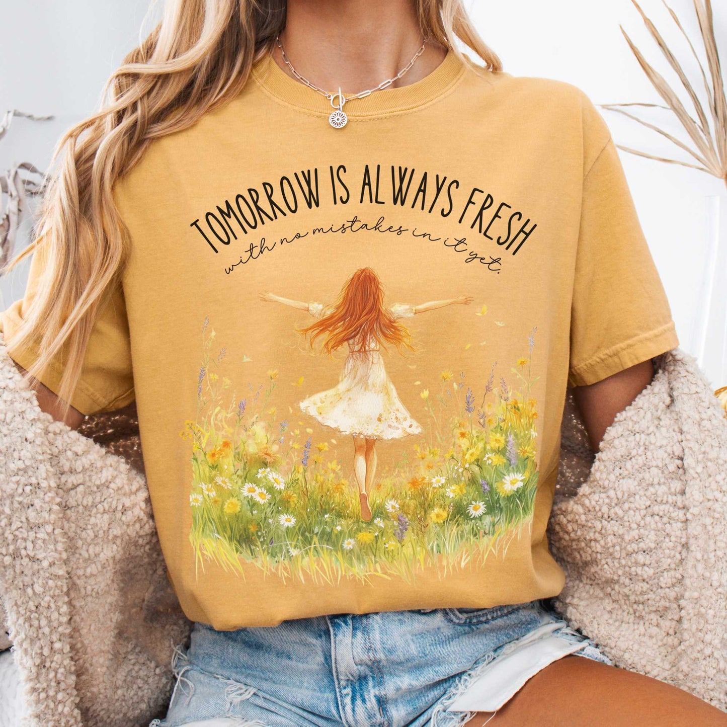 T-Shirt Mustard / S Tomorrow is Always Fresh With No Mistakes Anne of Green Gables Shirt The Mystic Eden