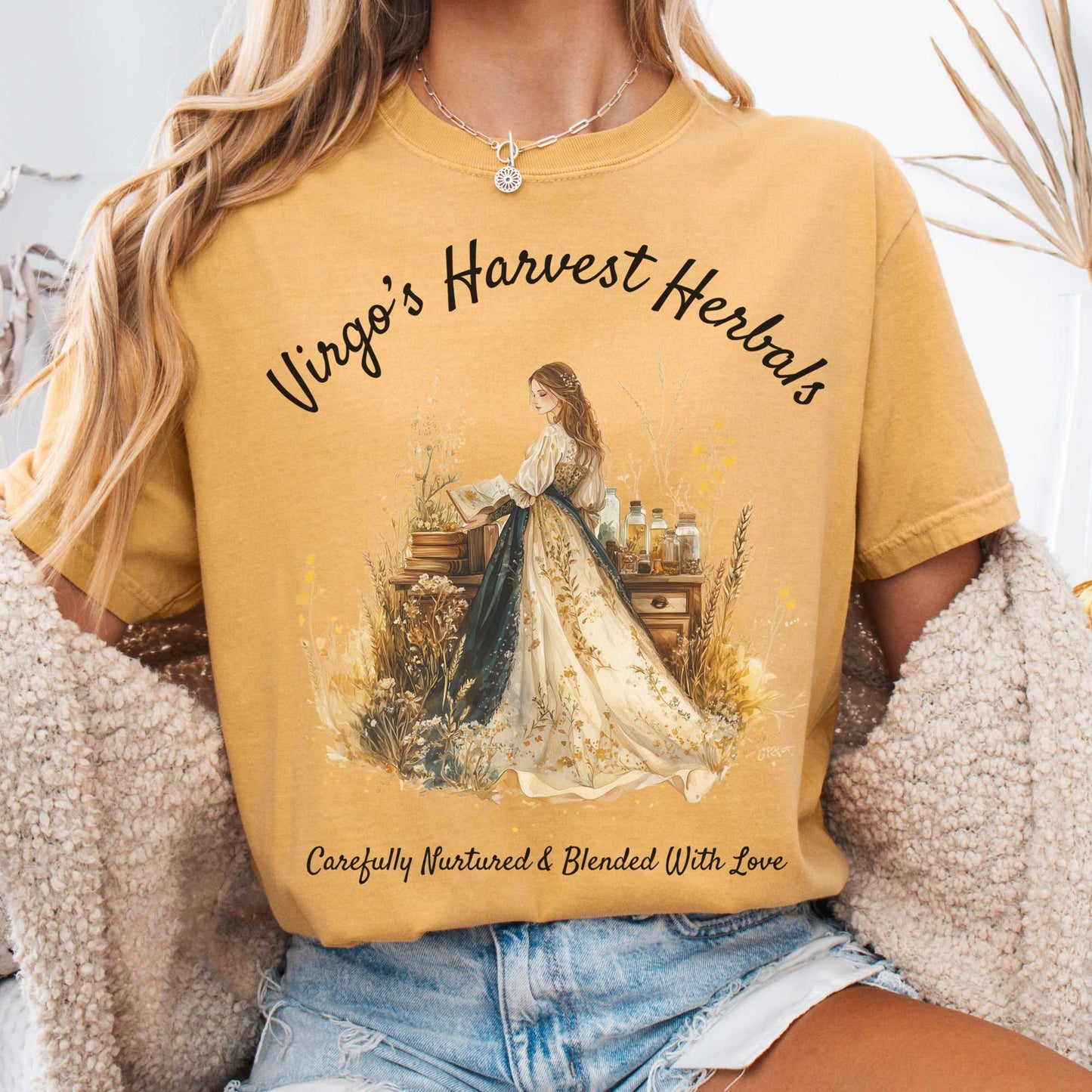 T-Shirt Mustard / S Virgo's Harvest Herbals Zodiac Shirt The Mystic Eden