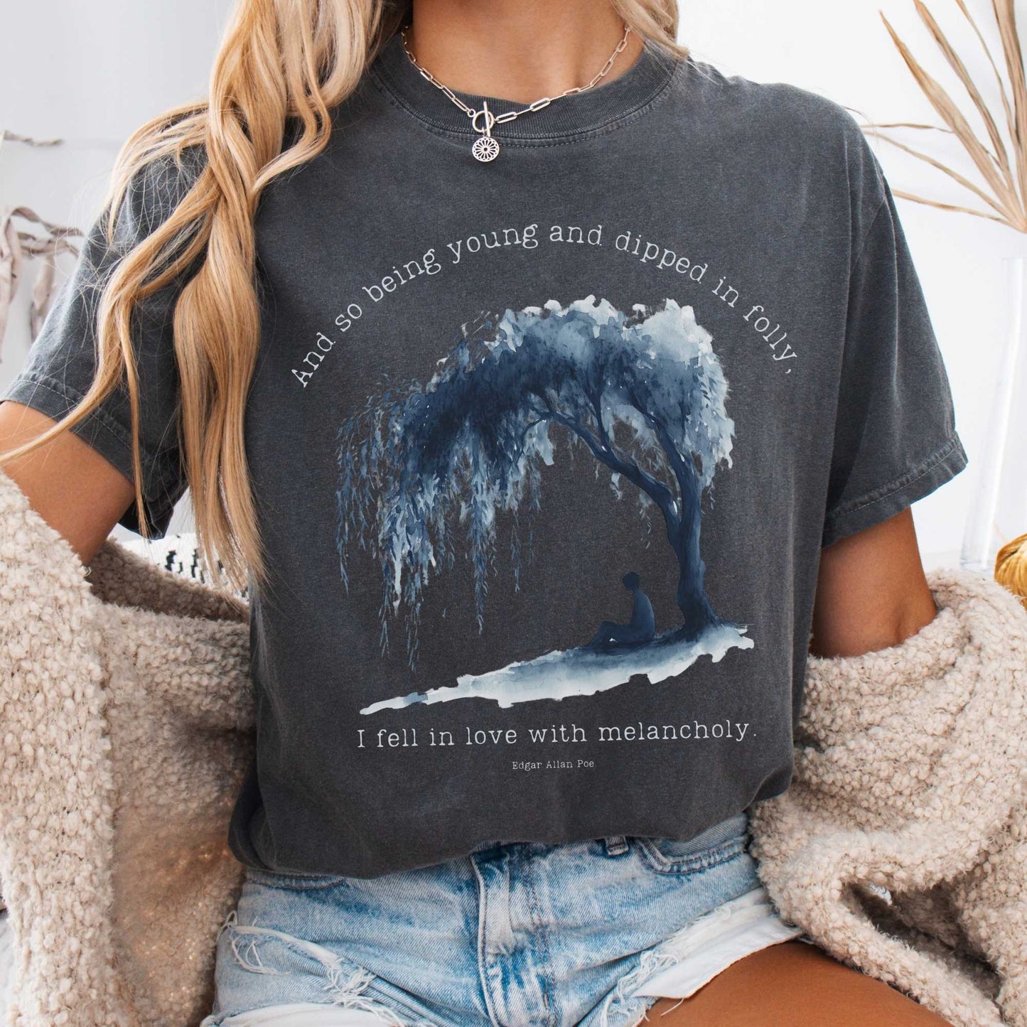 T-Shirt Pepper / S And So Being Young Edgar Allan Poe Shirt The Mystic Eden