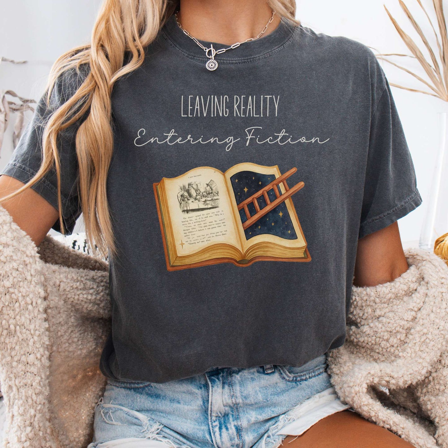 T-Shirt Pepper / S Entering Fiction T-Shirt β Literary Escape Tee The Mystic Eden