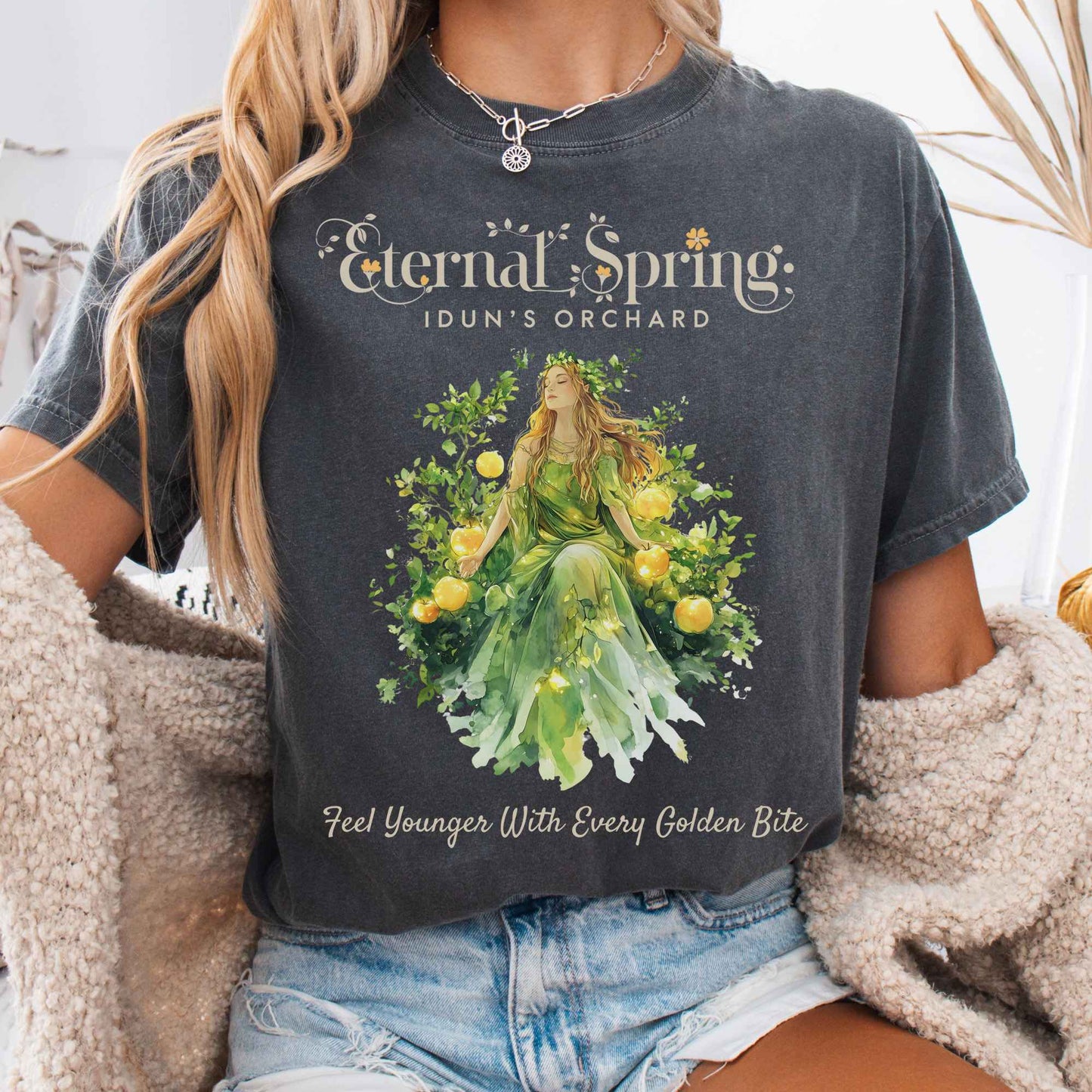 T-Shirt Pepper / S Eternal Spring Idun's Orchard Norse Goddess Shirt The Mystic Eden