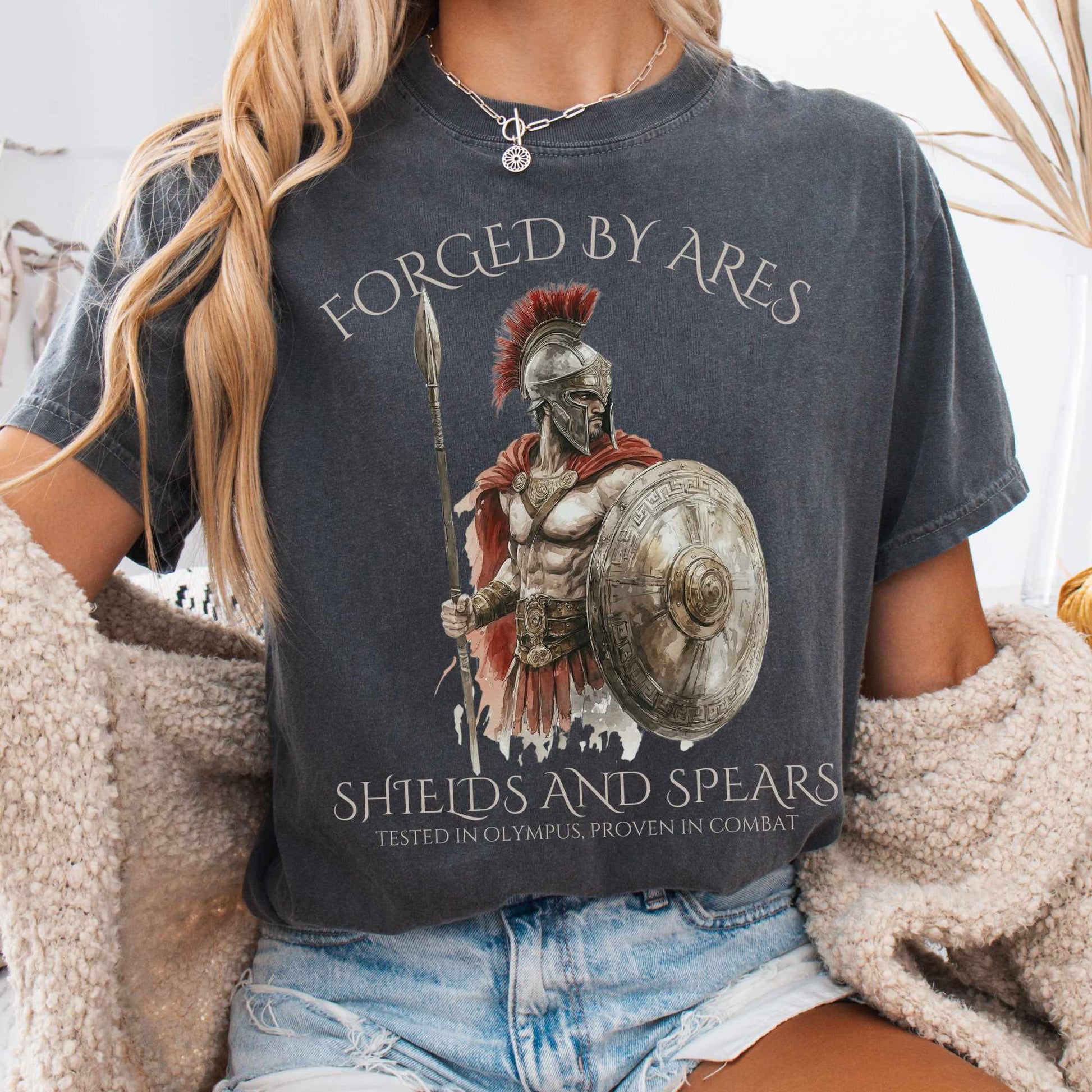 T-Shirt Pepper / S Forged By Ares Shields And Spears Tee The Mystic Eden