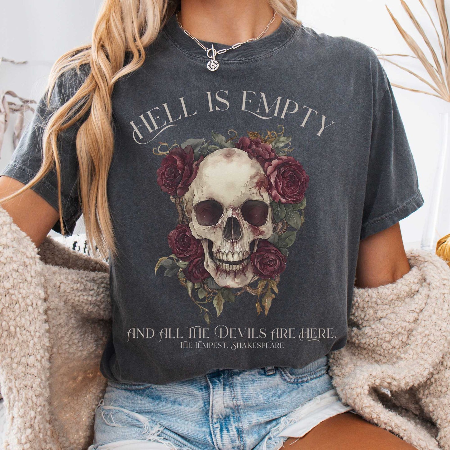 T-Shirt Pepper / S Hell Is Empty And All The Devils Are Here Shakespeare Shirt The Mystic Eden