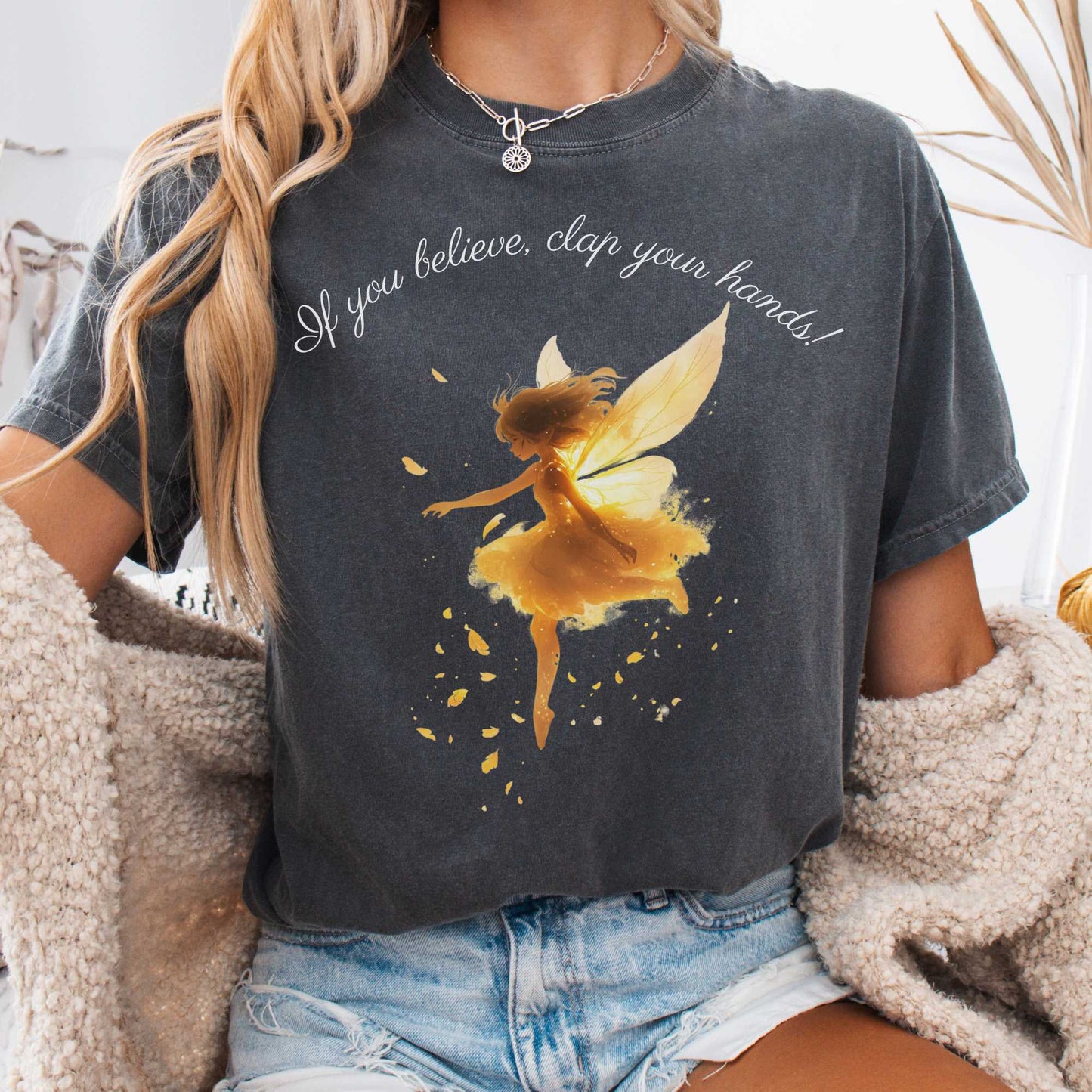 T-Shirt Pepper / S If You Believe Clap Your Hands Peter Pan Shirt - J M Barrie The Mystic Eden