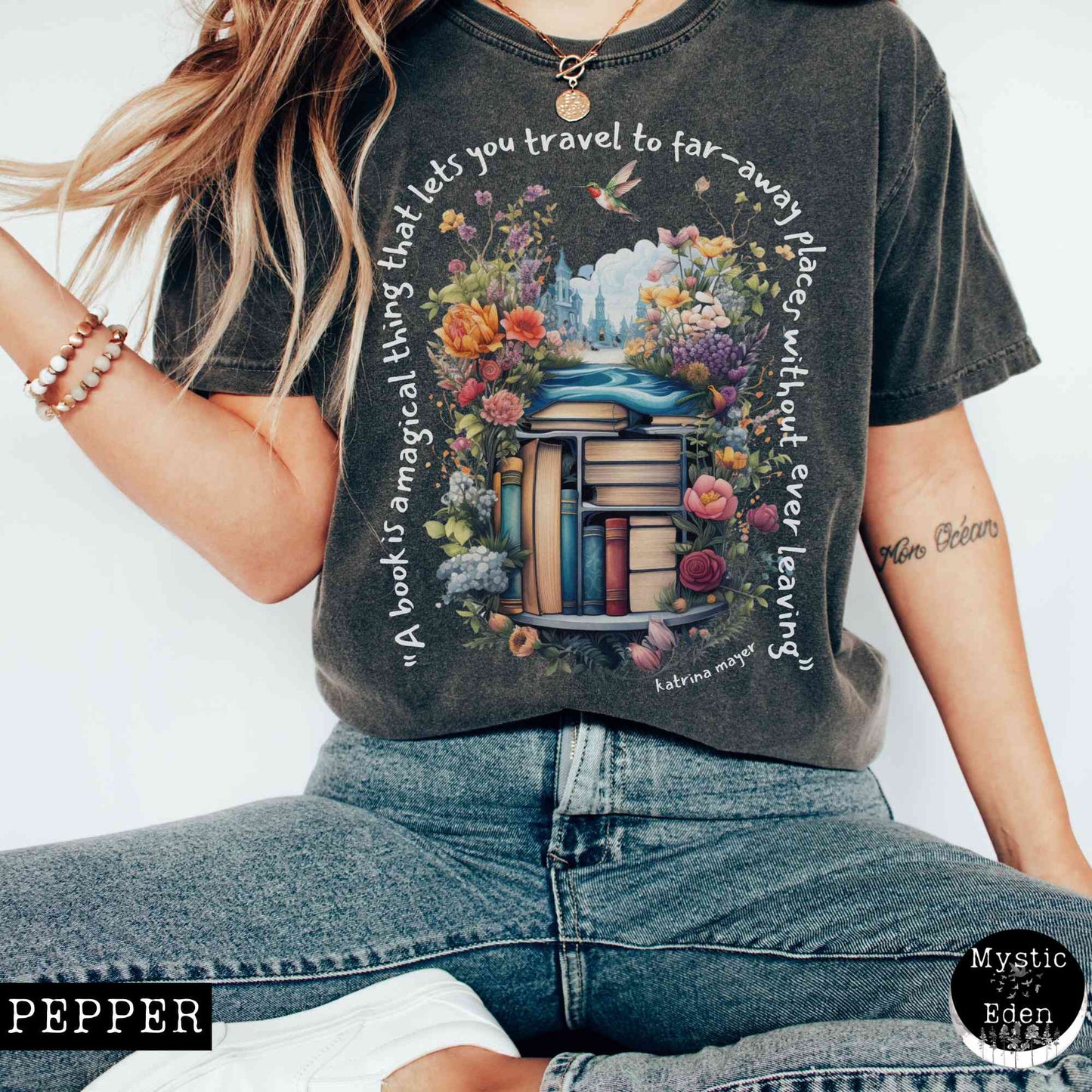 T-Shirt Pepper / S Magical book shirt comfort colors The Mystic Eden