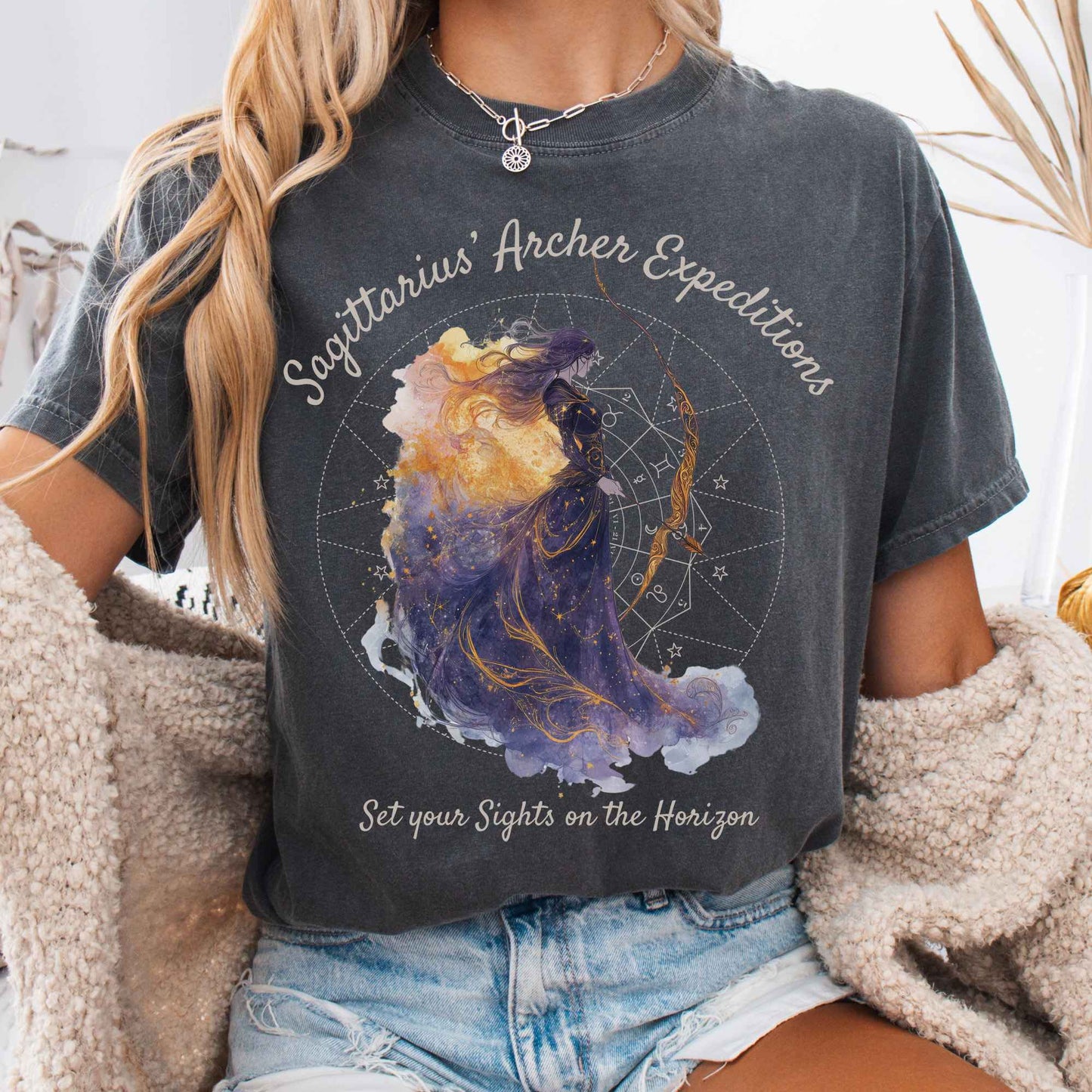T-Shirt Pepper / S Sagittarius Archer Expeditions Zodiac Shirt The Mystic Eden