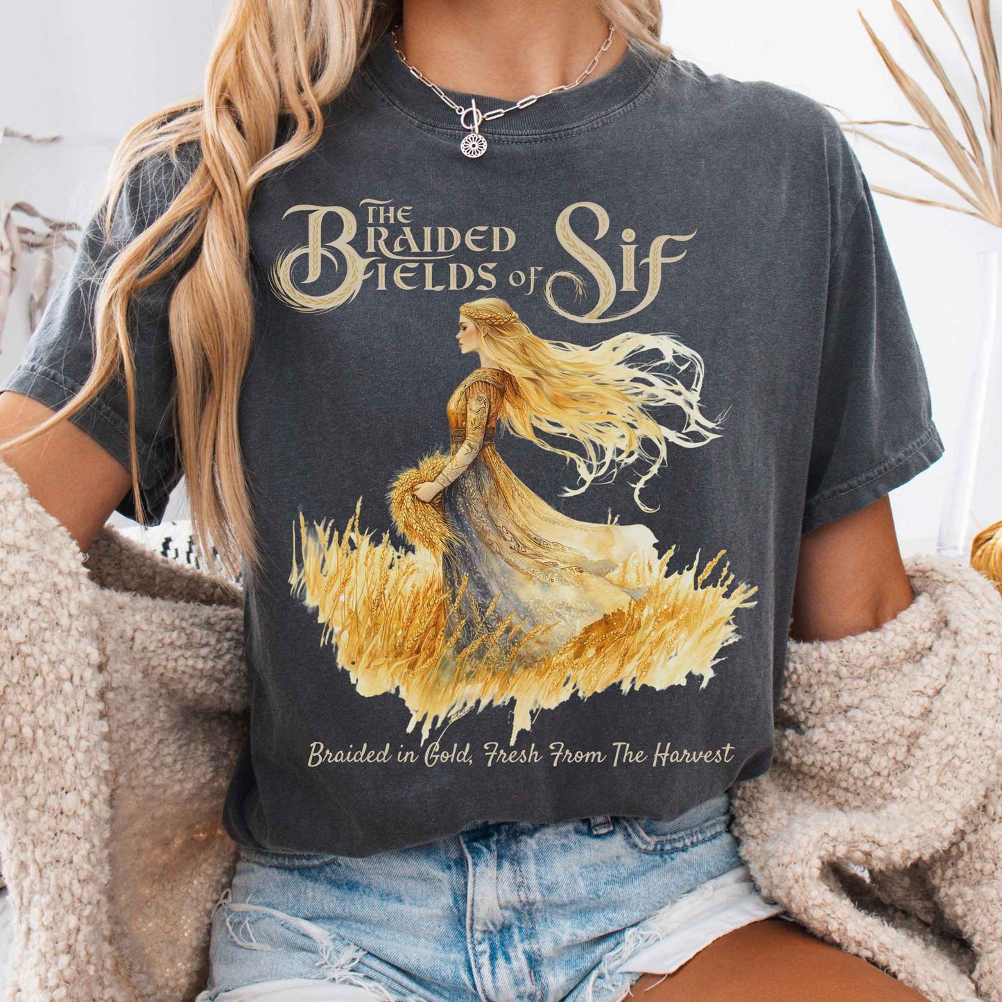 T-Shirt Pepper / S The Braided Fields of Sif Norse Goddess Shirt The Mystic Eden