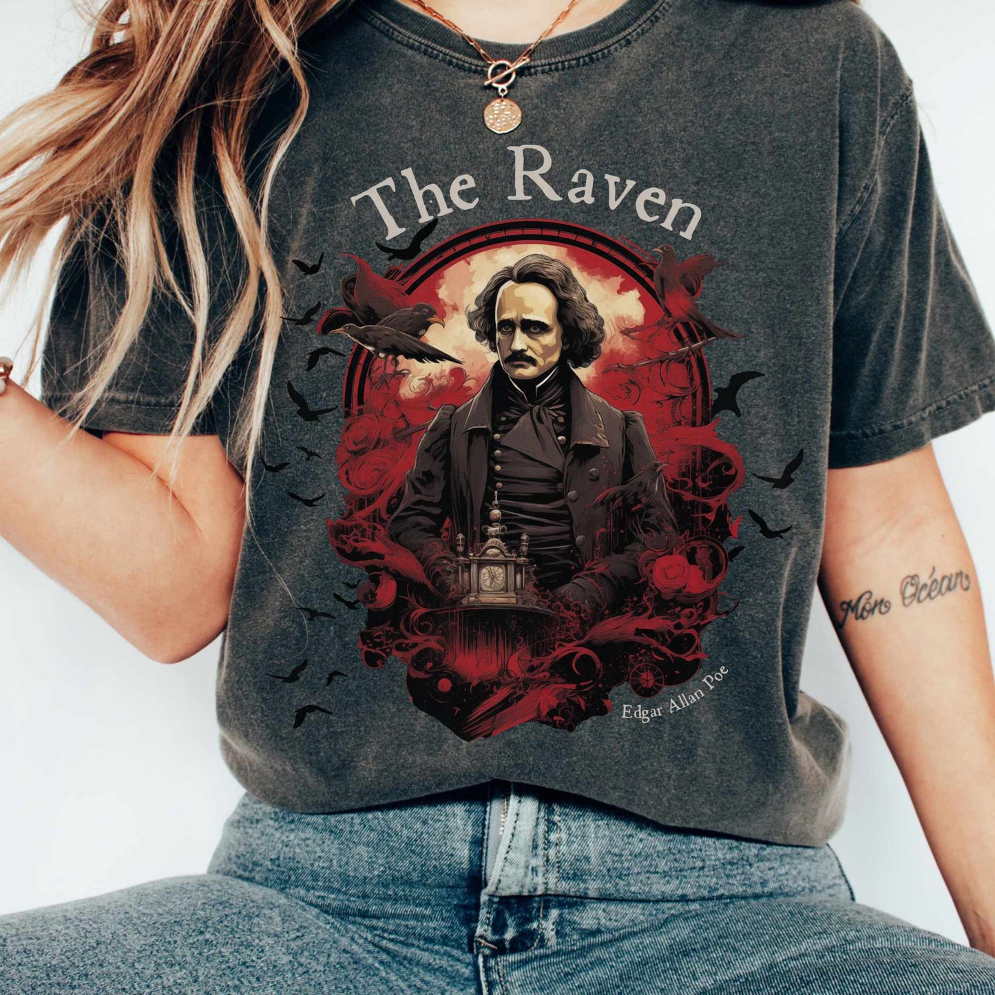 T-Shirt Pepper / S The Raven Edgar Allan Poe Shirt The Mystic Eden