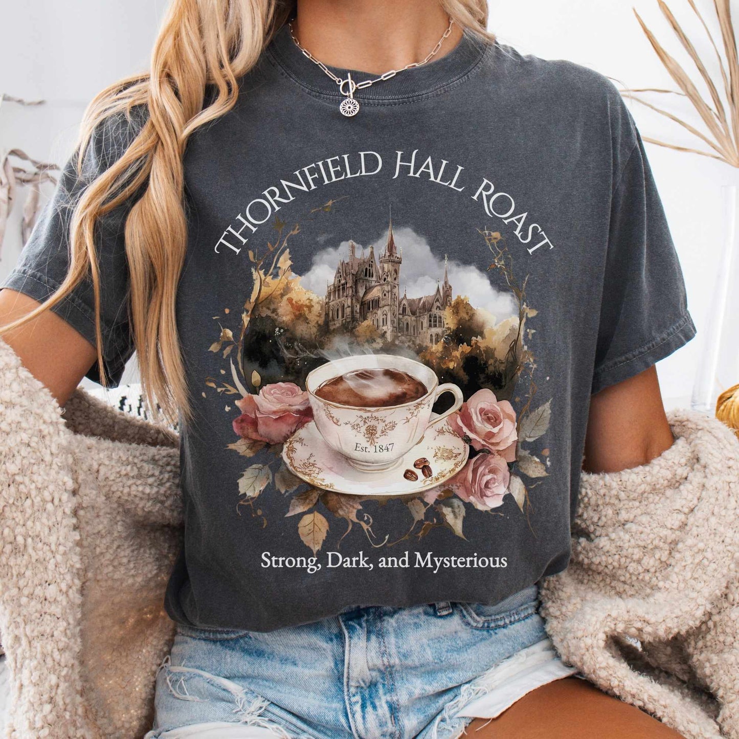 T-Shirt Pepper / S Thornfield Hall Roast Jane Eyre Charlotte Brontë Tee The Mystic Eden