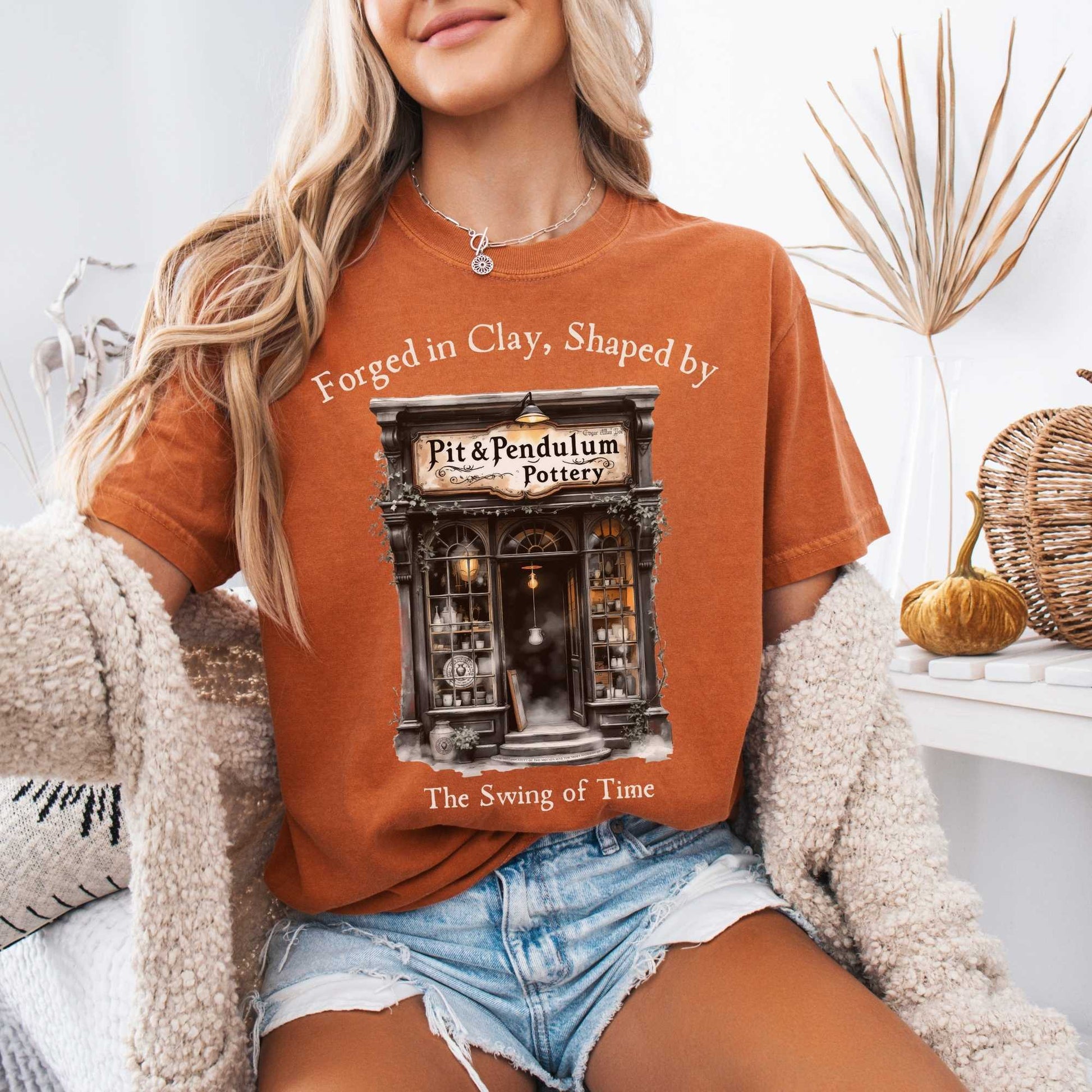 T-Shirt Pit & Pendulum Pottery Edgar Allan Poe Shirt The Mystic Eden