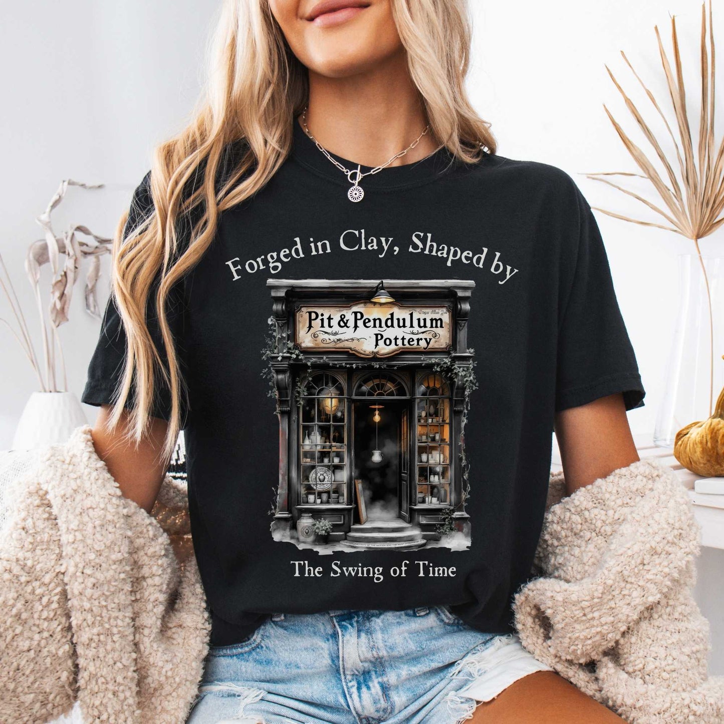 T-Shirt Pit & Pendulum Pottery Edgar Allan Poe Shirt The Mystic Eden