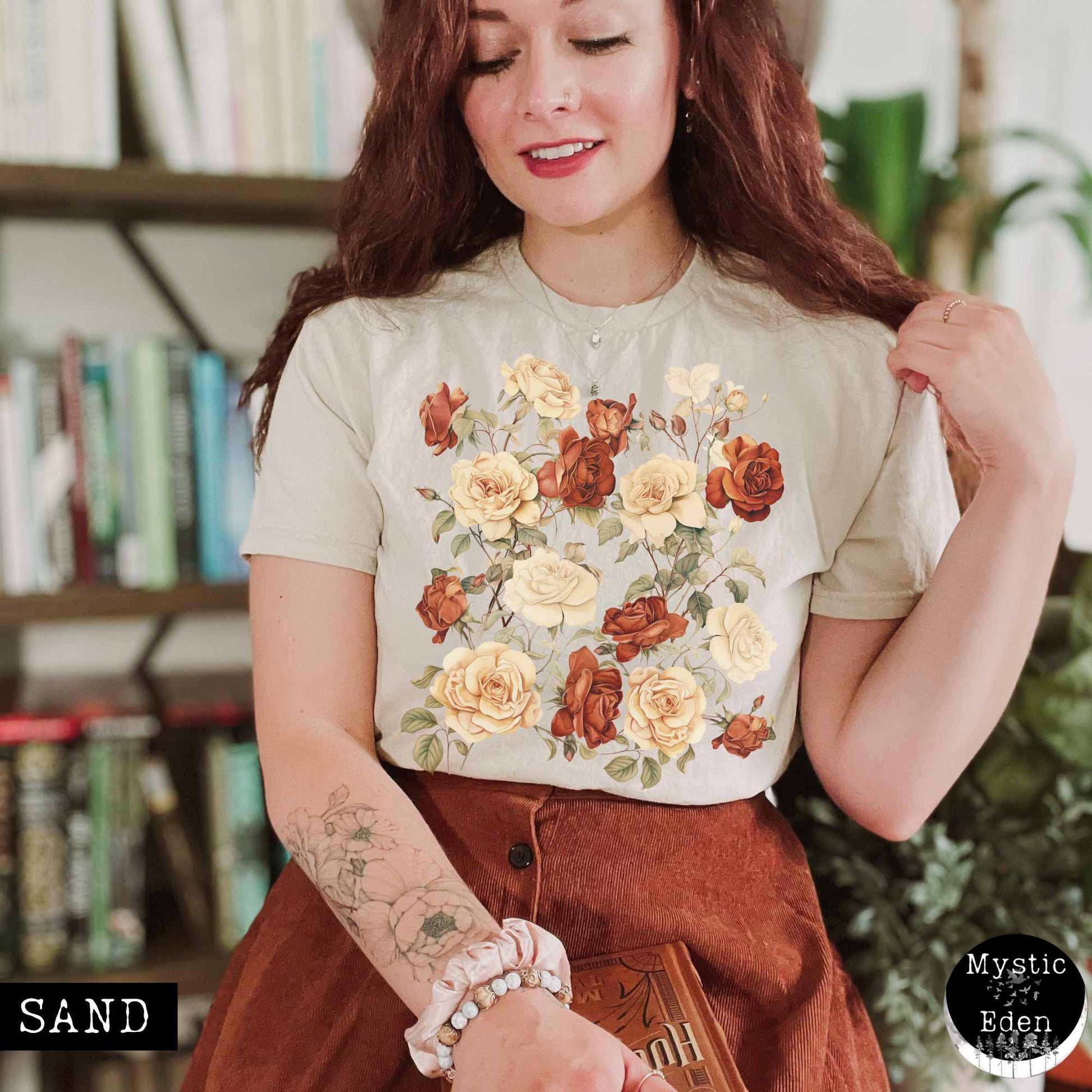 T-Shirt Sand / S Rose cottagecore shirt The Mystic Eden