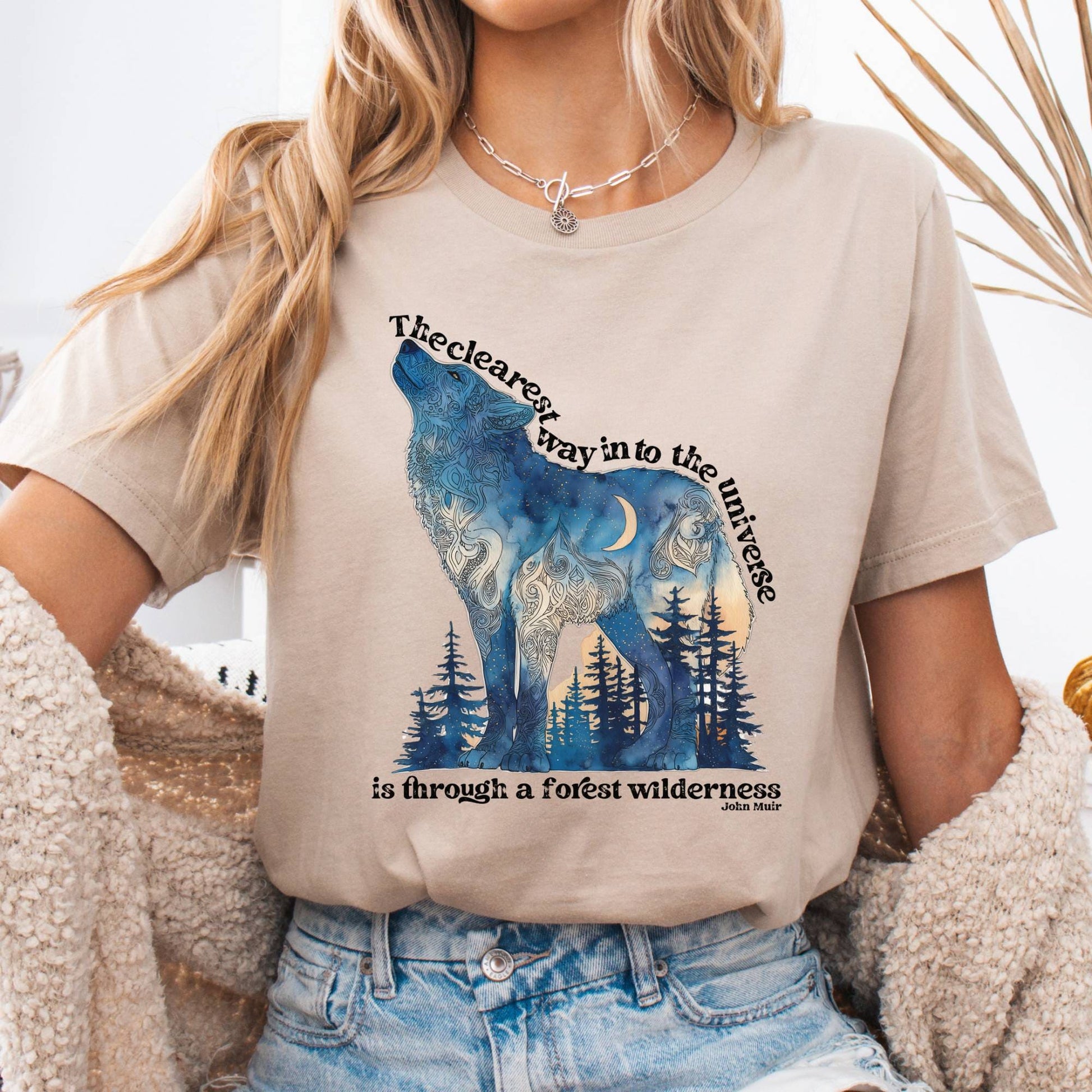 T-Shirt Tan / S Forest Wilderness Wolf Bella + Canvas Tee – Nature Quote Tee The Mystic Eden