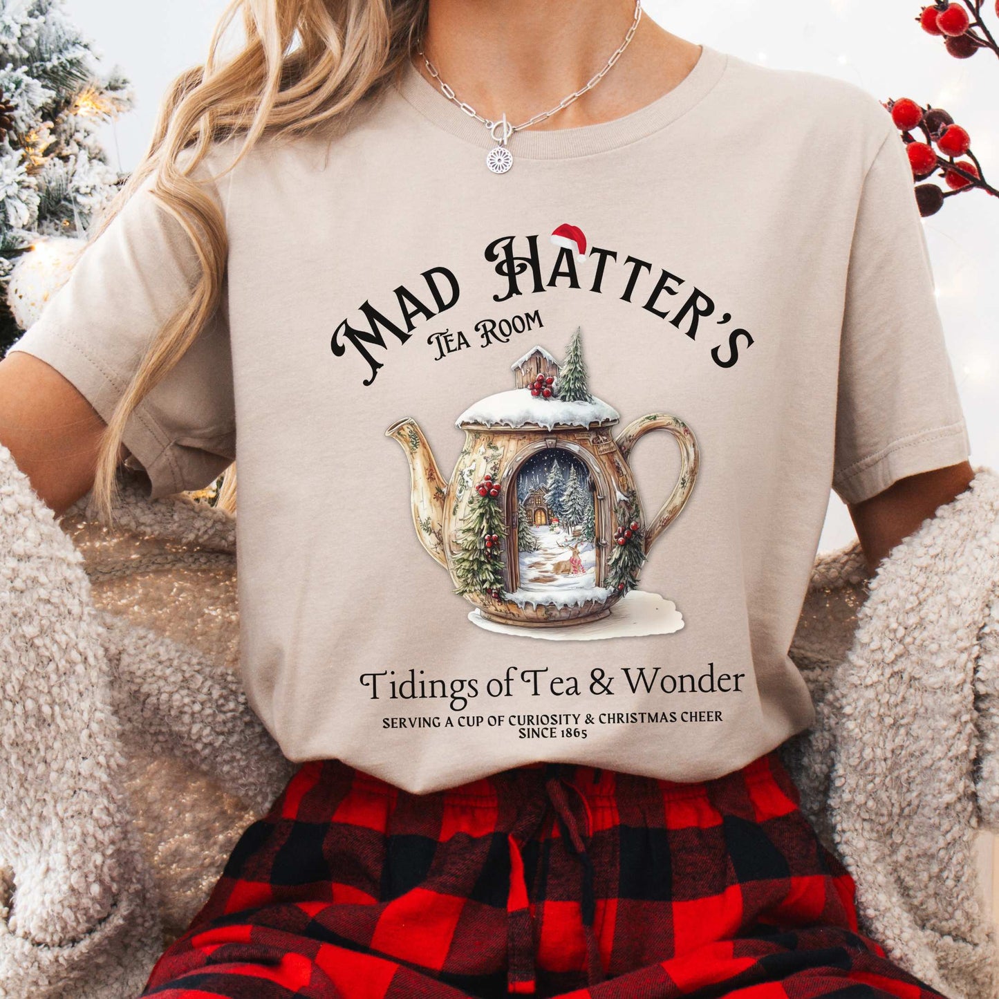 T-Shirt Tan / XS Mad Hatter's Tea Room Christmas Edition Tee The Mystic Eden