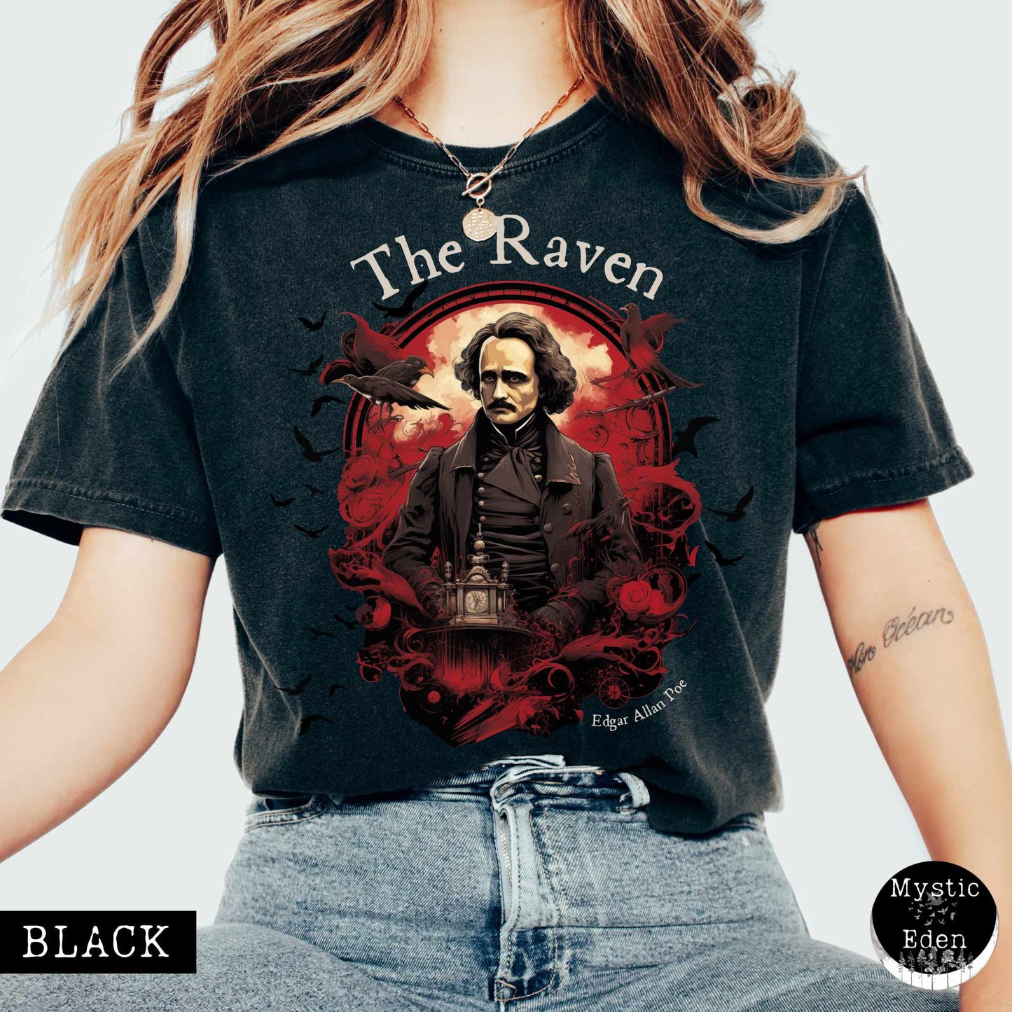 T-Shirt The Raven Edgar Allan Poe Shirt The Mystic Eden