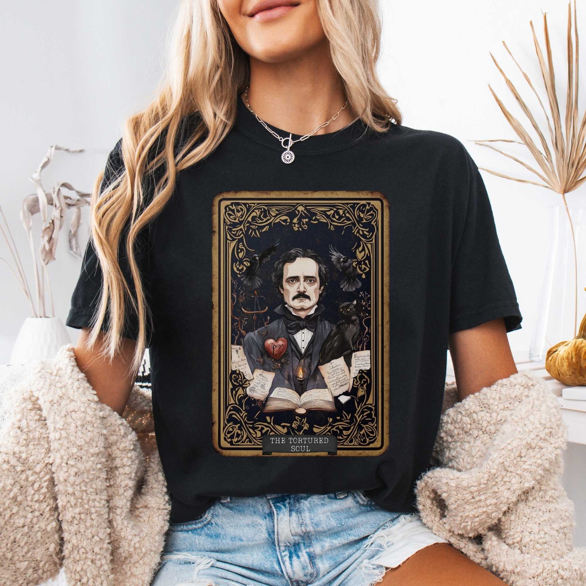 T-Shirt The Tortured Soul Tarot Card Edgar Allan Poe Shirt The Mystic Eden