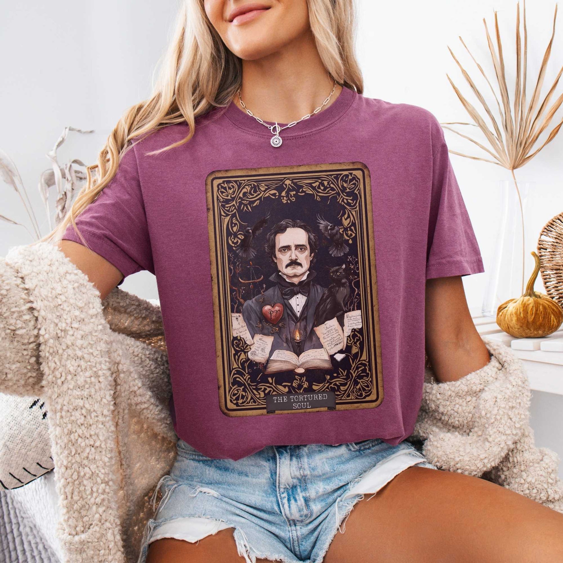 T-Shirt The Tortured Soul Tarot Card Edgar Allan Poe Shirt The Mystic Eden