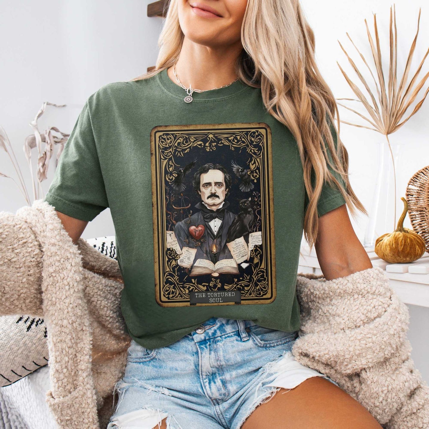 T-Shirt The Tortured Soul Tarot Card Edgar Allan Poe Shirt The Mystic Eden