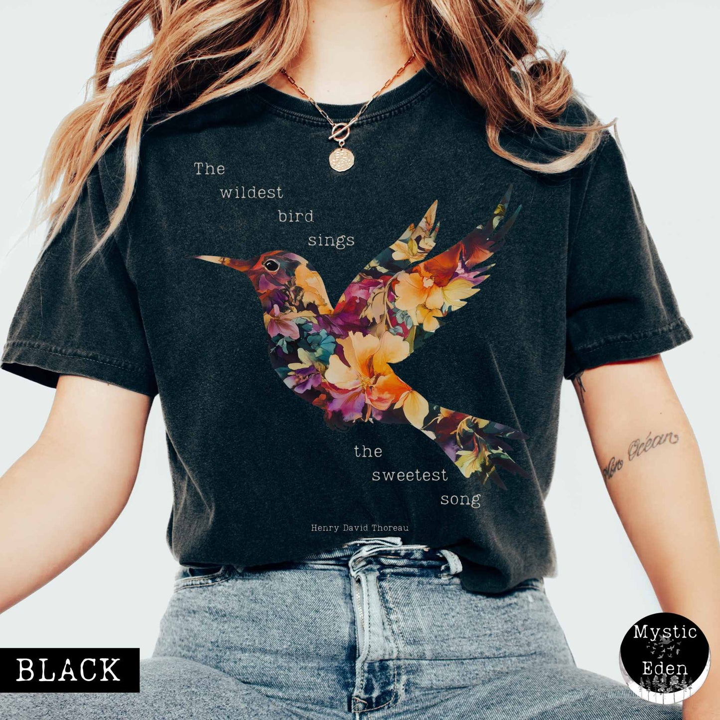 T-Shirt The wildest bird sings the sweetest song - Henry Thoreau Shirt The Mystic Eden