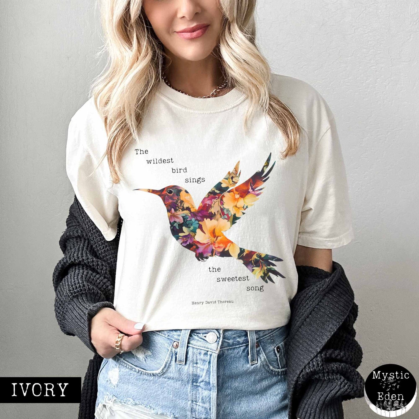 T-Shirt The wildest bird sings the sweetest song - Henry Thoreau Shirt The Mystic Eden