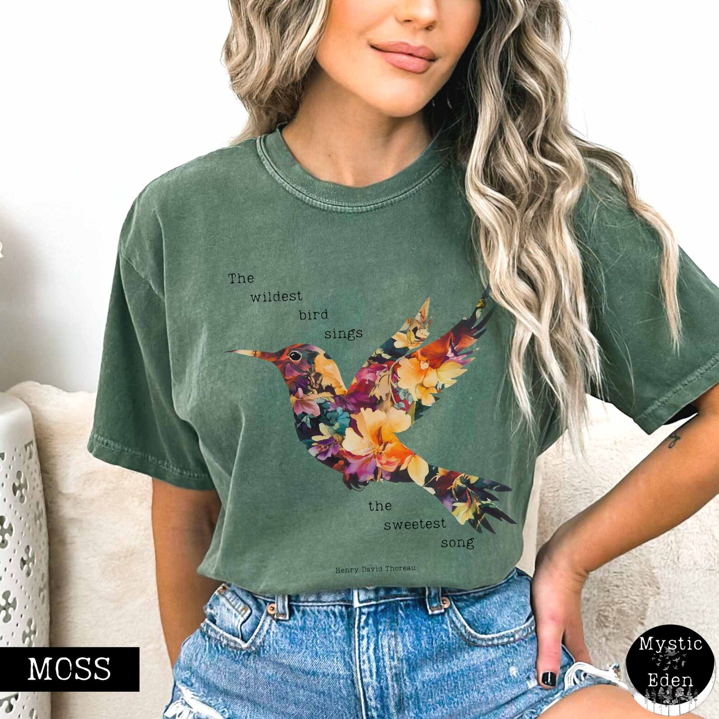 T-Shirt The wildest bird sings the sweetest song - Henry Thoreau Shirt The Mystic Eden