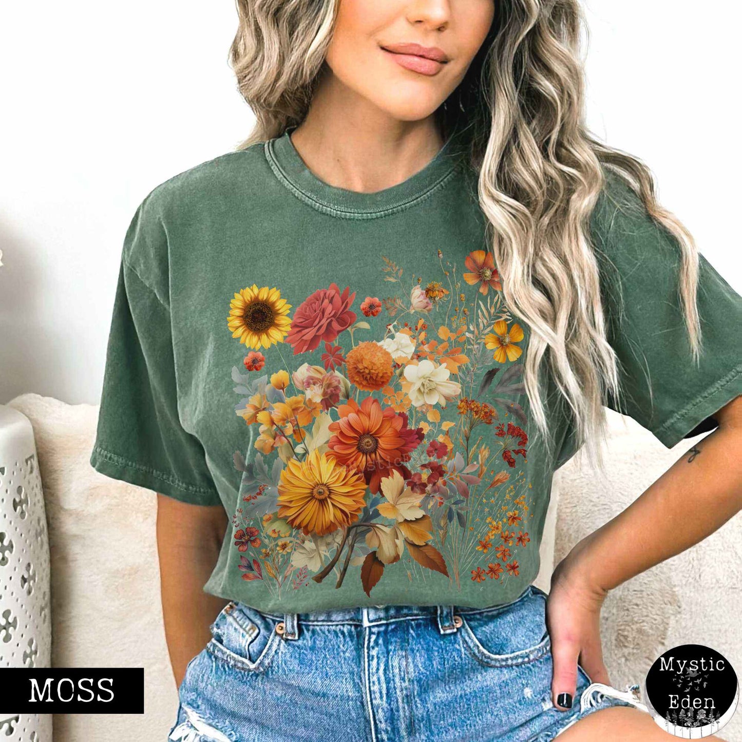 T-Shirt Vintage cottagecore fall aesthetic floral shirt The Mystic Eden