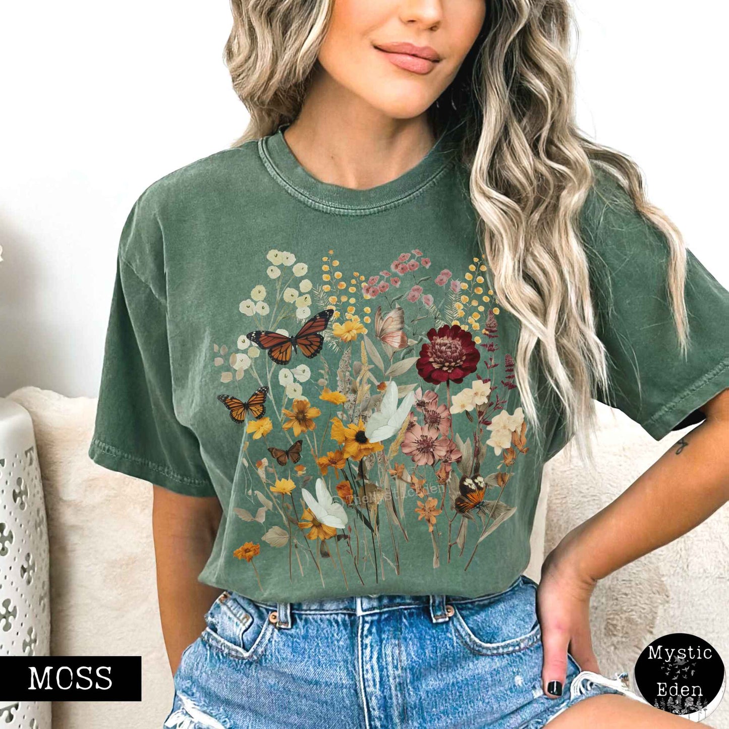 T-Shirt Vintage cottagecore wildflowers shirt The Mystic Eden