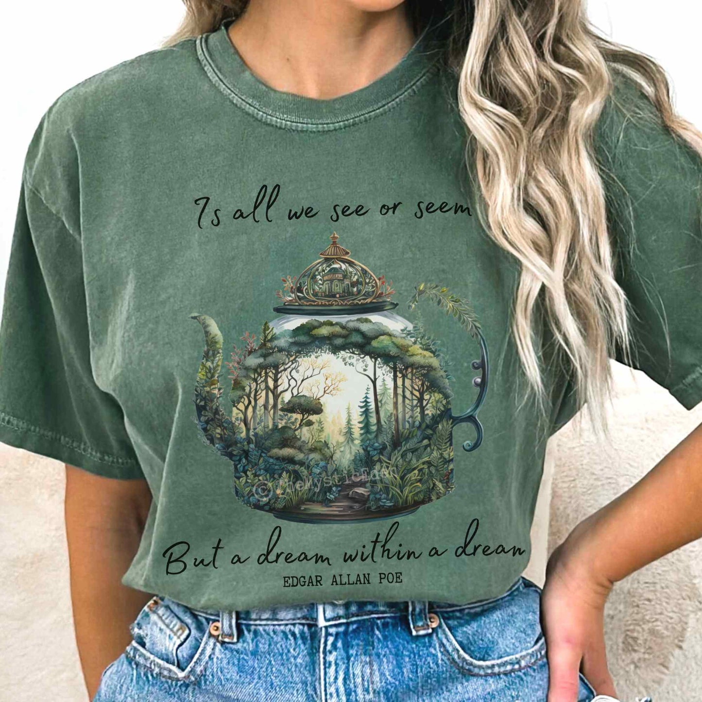 T-Shirt Vintage Edgar Allan Poe Shirt Dream Within A Dream The Mystic Eden
