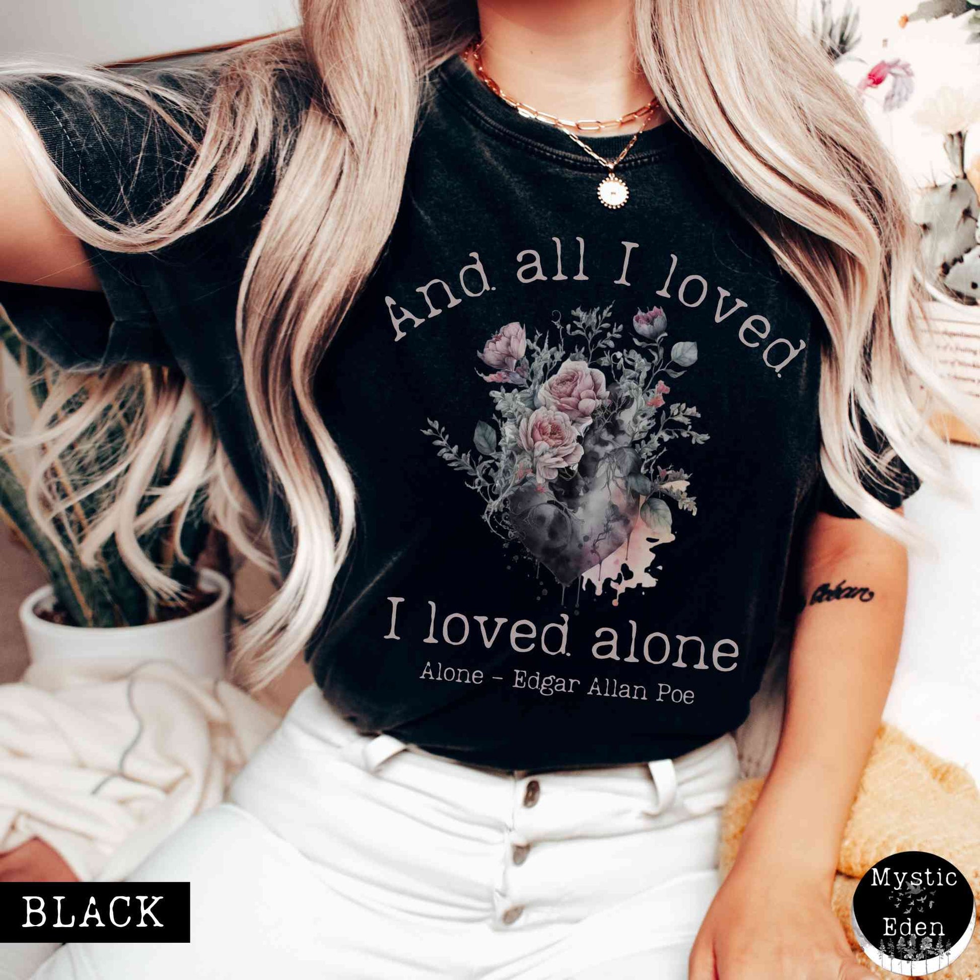 T-Shirt Vintage Edgar Allen Poe Shirt - All I Loved I Loved Alone shirt The Mystic Eden