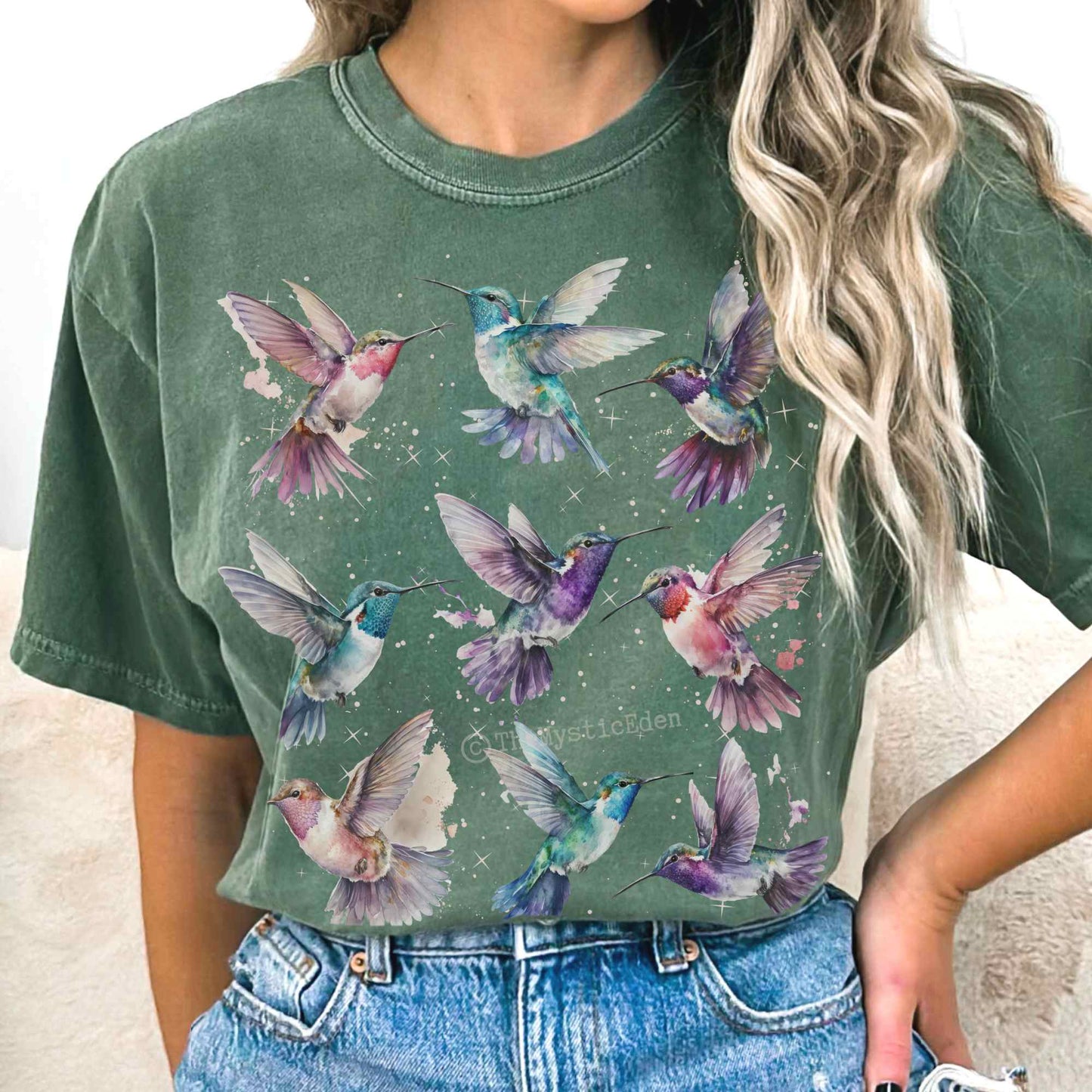 T-Shirt Vintage Hummingbird T-shirt The Mystic Eden