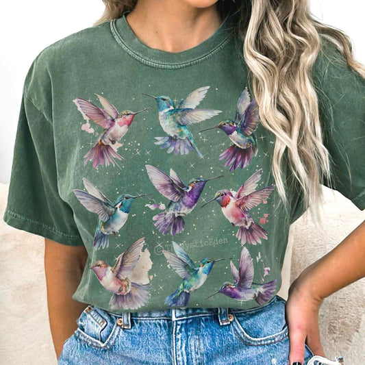 T-Shirt Vintage Hummingbird T-shirt The Mystic Eden