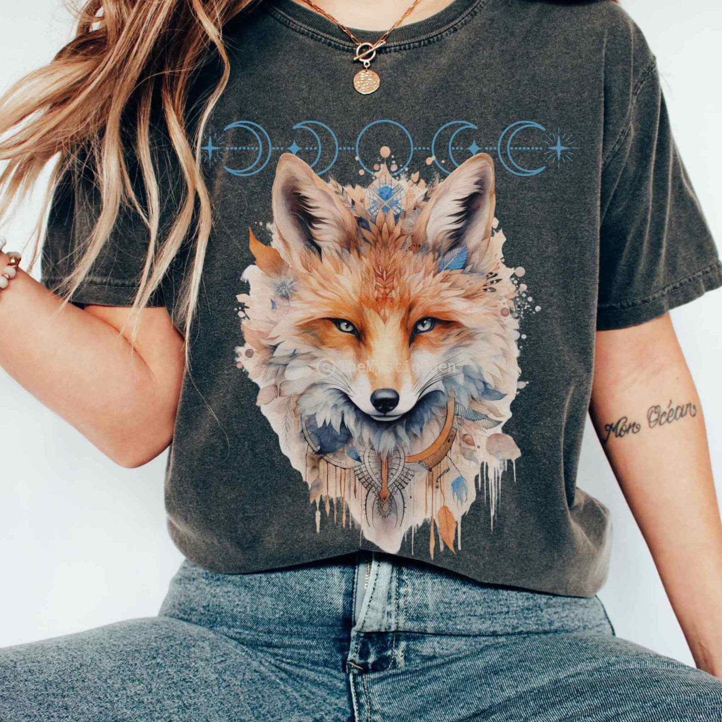 T-Shirt Vintage Mystical Fox Shirt The Mystic Eden