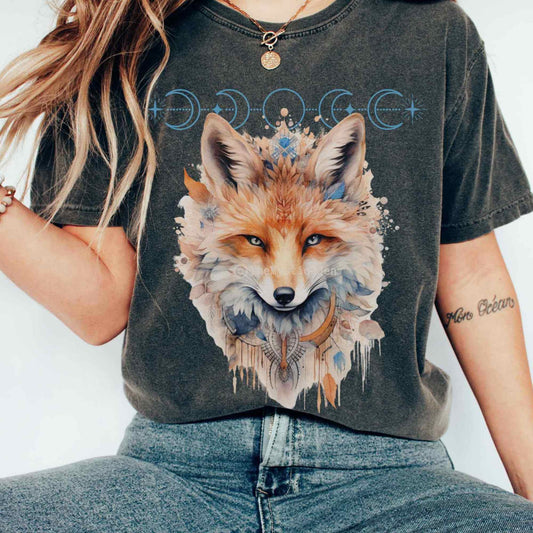 T-Shirt Vintage Mystical Fox Shirt The Mystic Eden