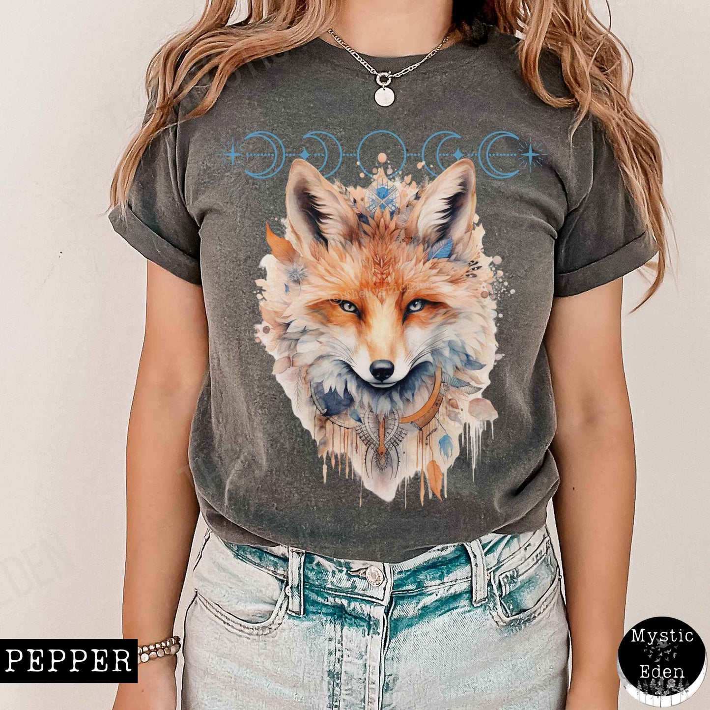 T-Shirt Vintage Mystical Fox Shirt The Mystic Eden