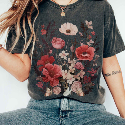 T-Shirt Vintage pink wildflowers shirt The Mystic Eden