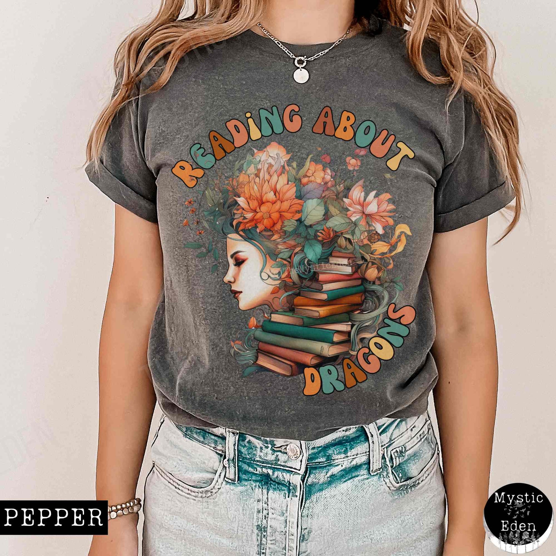 T-Shirt Vintage Reading About Dragons Bookish T-Shirt The Mystic Eden
