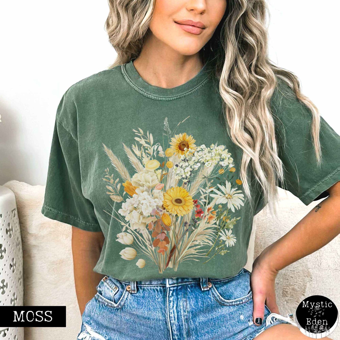 T-Shirt Vintage spring floral wildflowers shirt The Mystic Eden
