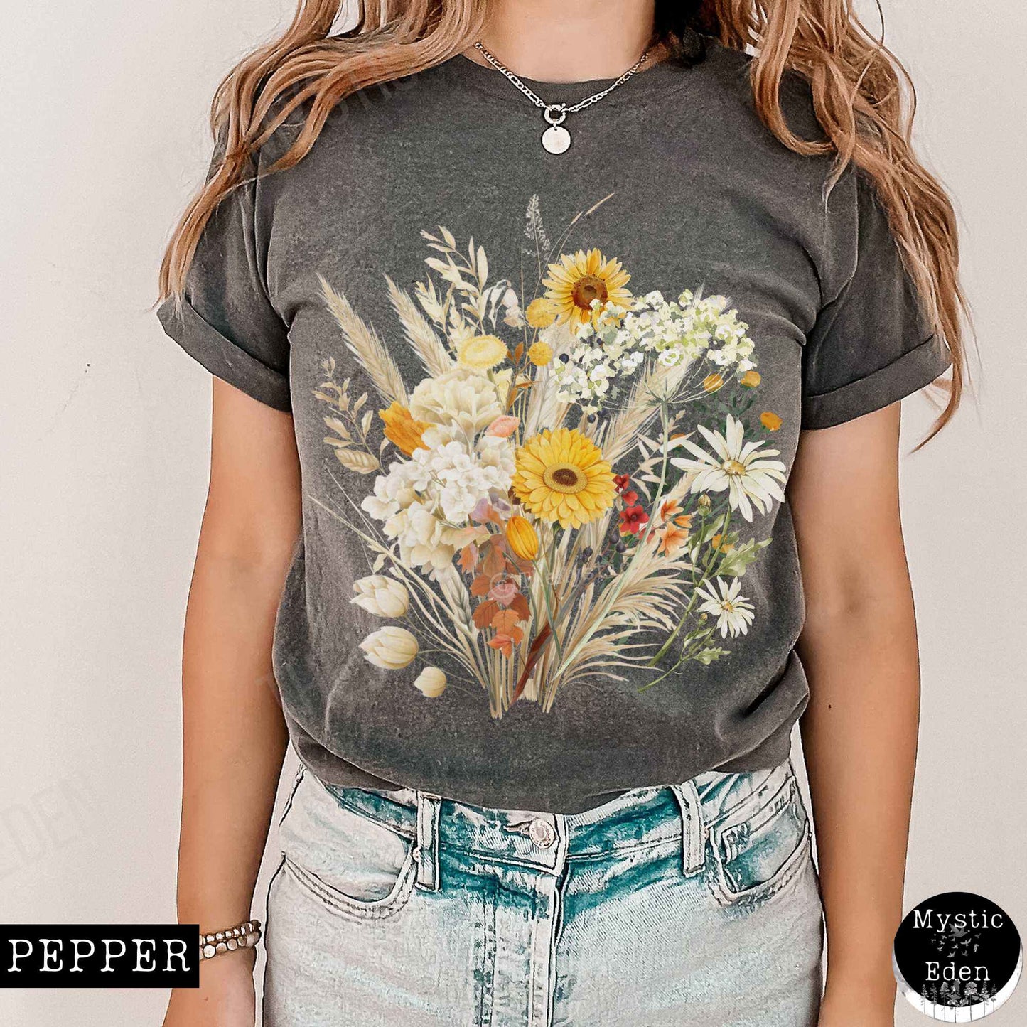 T-Shirt Vintage spring floral wildflowers shirt The Mystic Eden