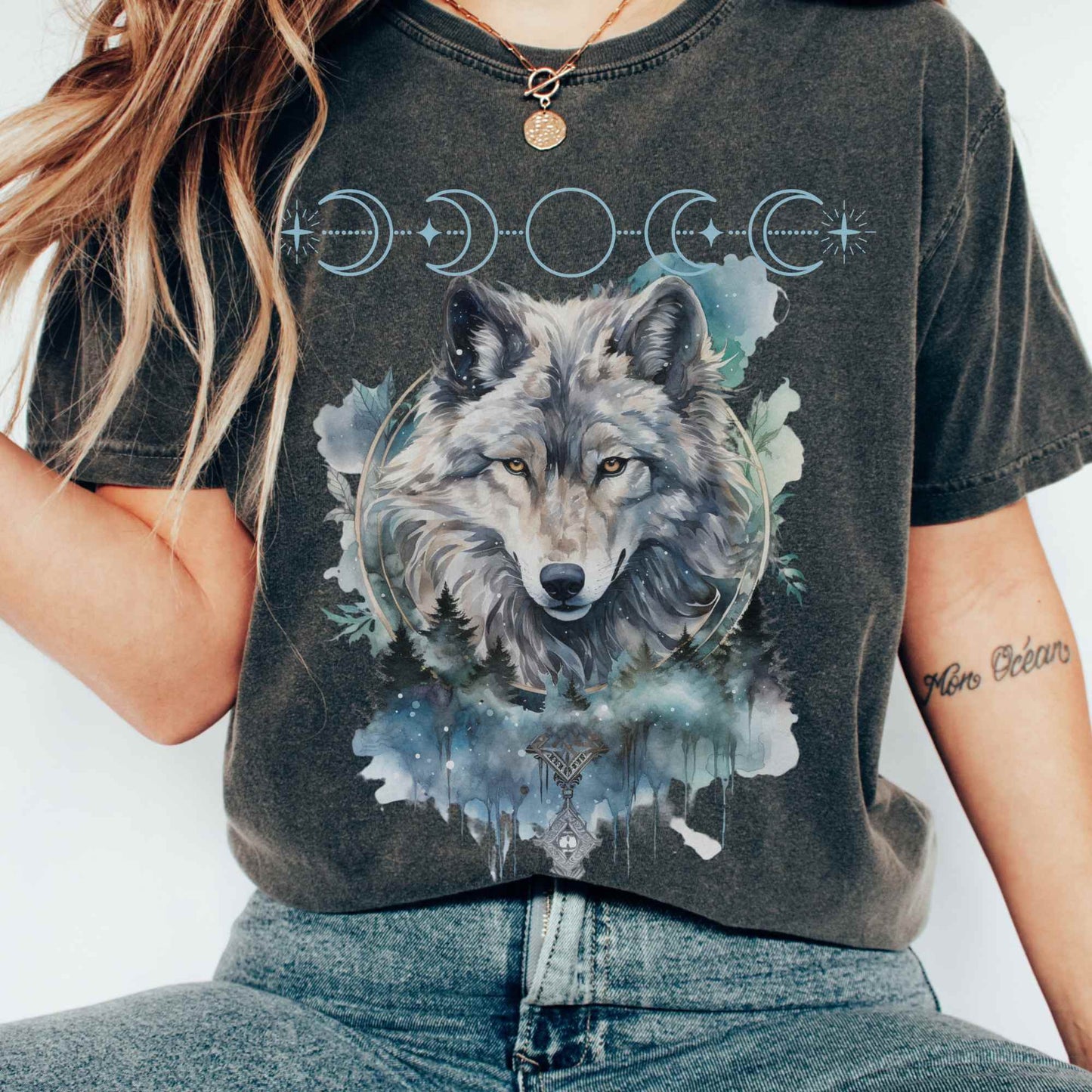 T-Shirt Vintage Wolf T-shirt The Mystic Eden