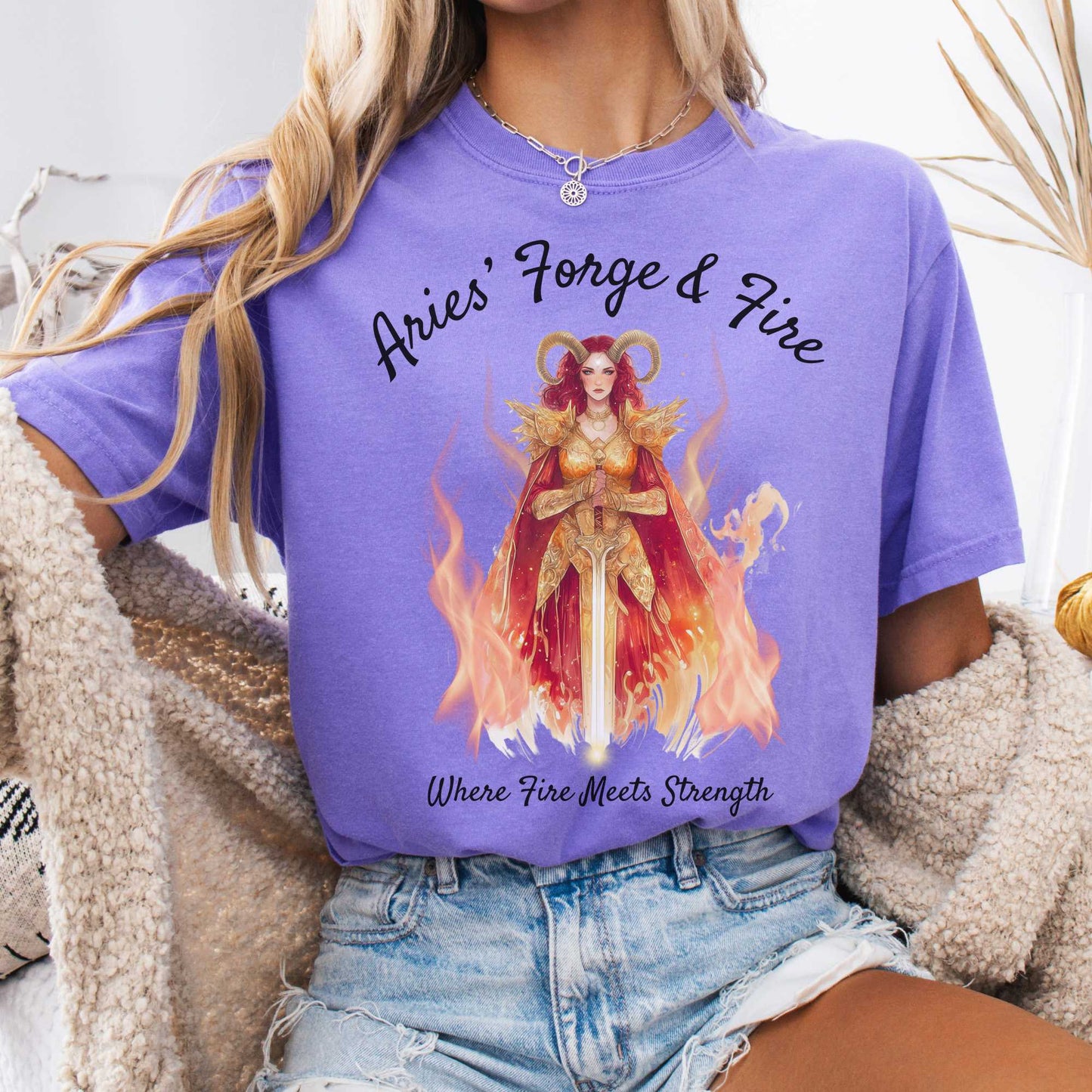 T-Shirt Violet / S Aries' Forge & Fire Zodiac Shirt The Mystic Eden