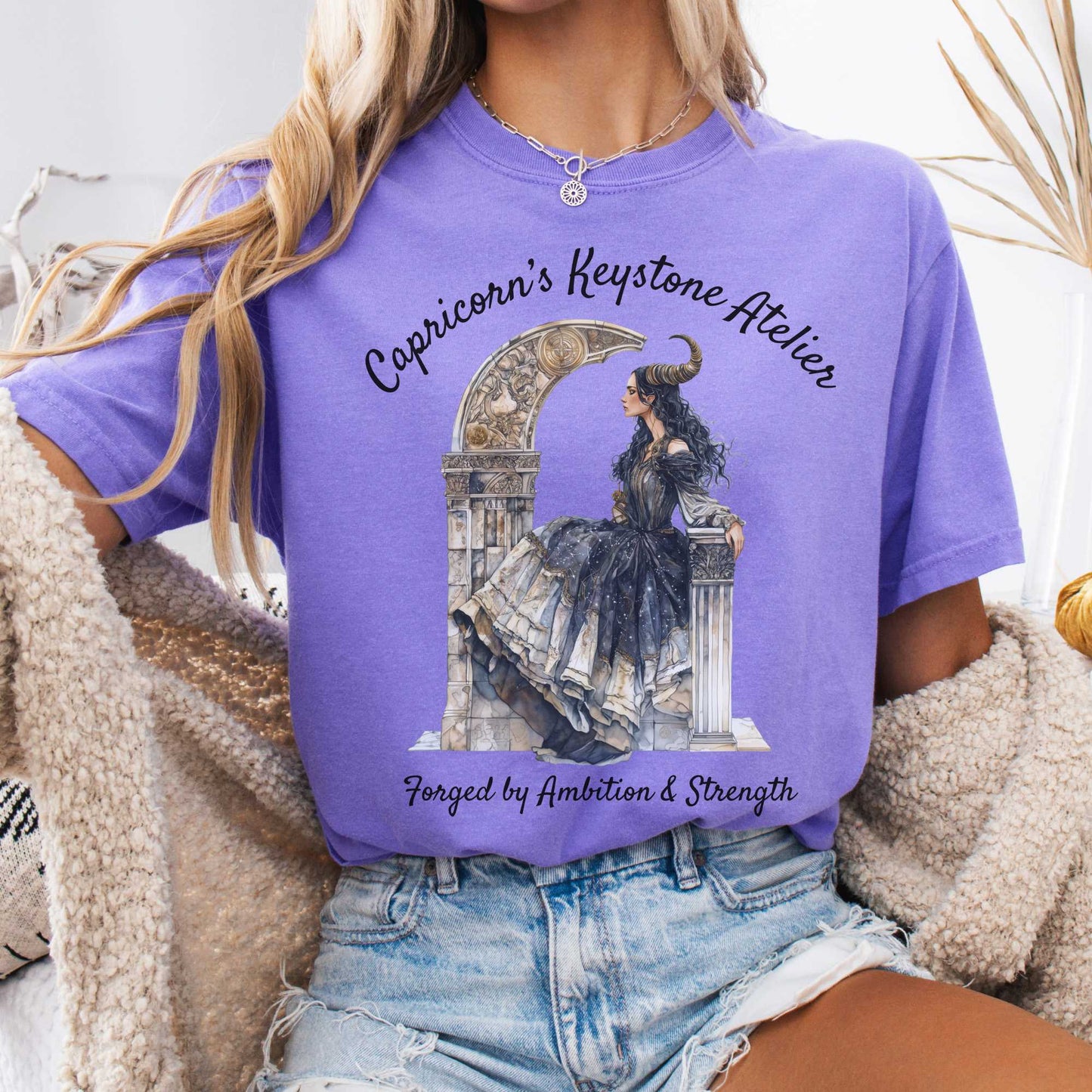 T-Shirt Violet / S Capricorn's Keystone Ateliers Zodiac Shirt The Mystic Eden
