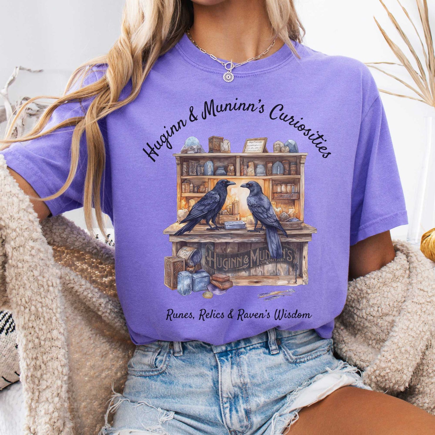 T-Shirt Violet / S Huginn and Muninn's Curiosities Norse Gods Shirt The Mystic Eden