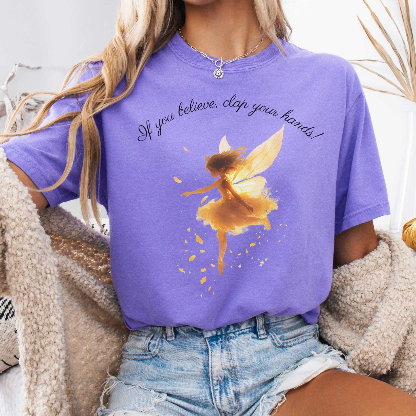 T-Shirt Violet / S If You Believe Clap Your Hands Peter Pan Shirt - J M Barrie The Mystic Eden