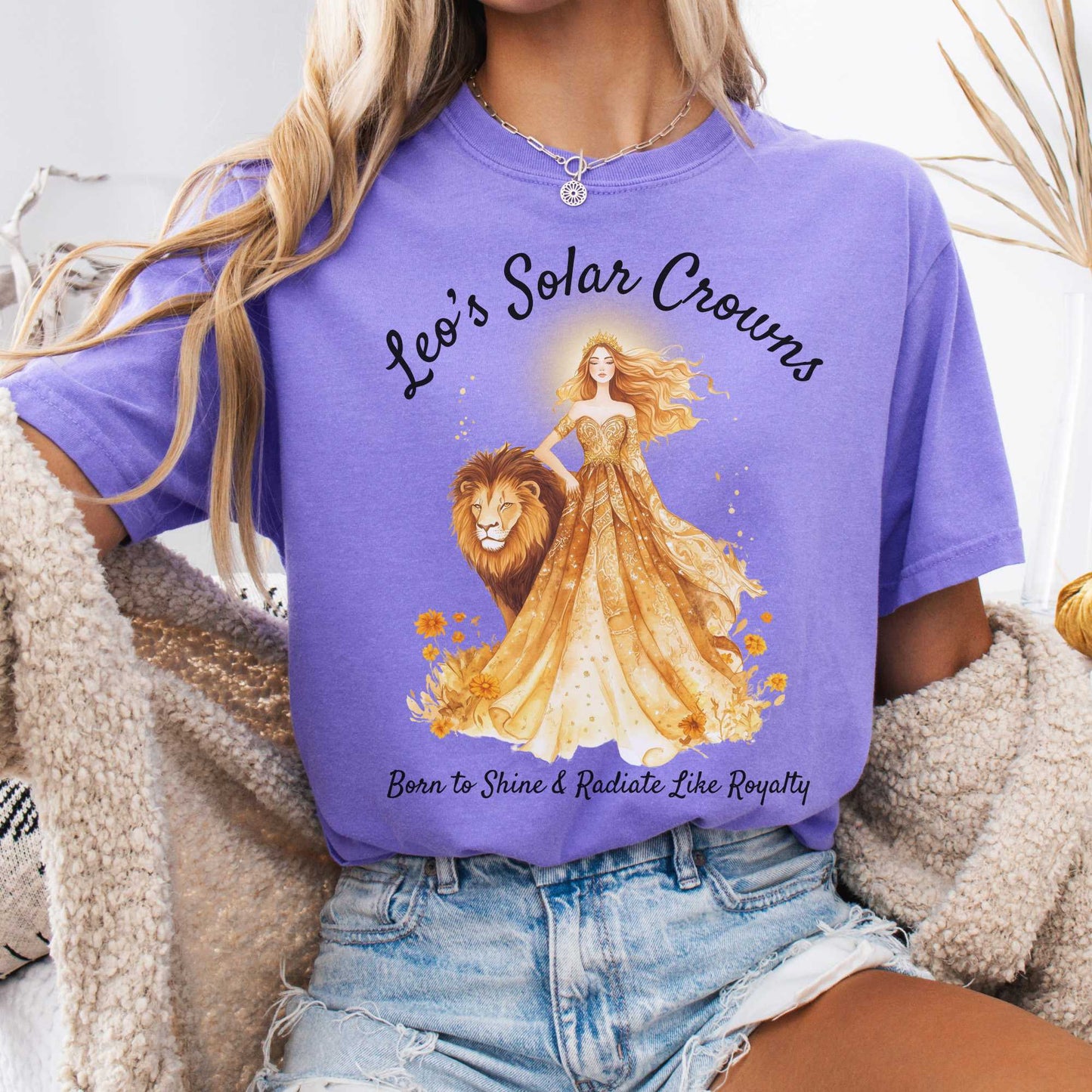 T-Shirt Violet / S Leo's Solar Crowns Zodiac Shirt The Mystic Eden