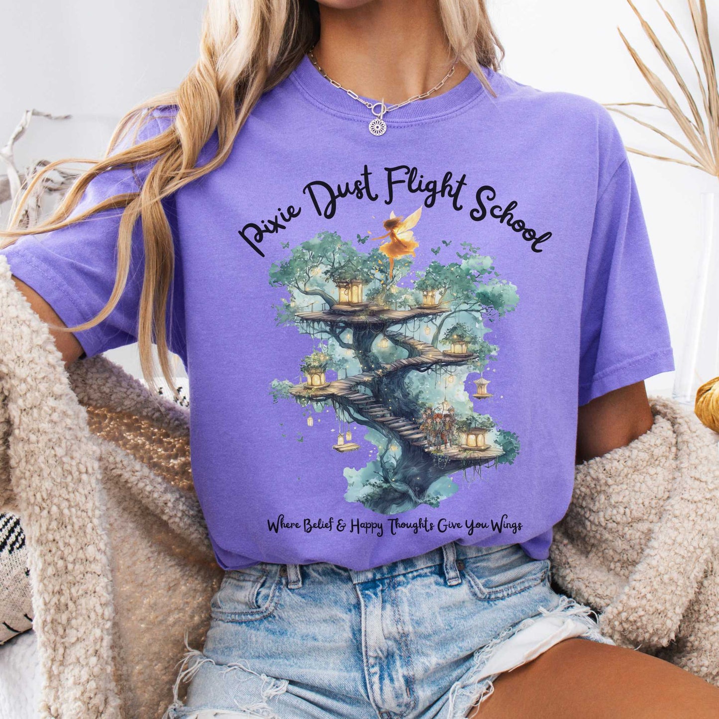 T-Shirt Violet / S Pixie Dust Flight School Peter Pan Shirt - J M Barrie The Mystic Eden
