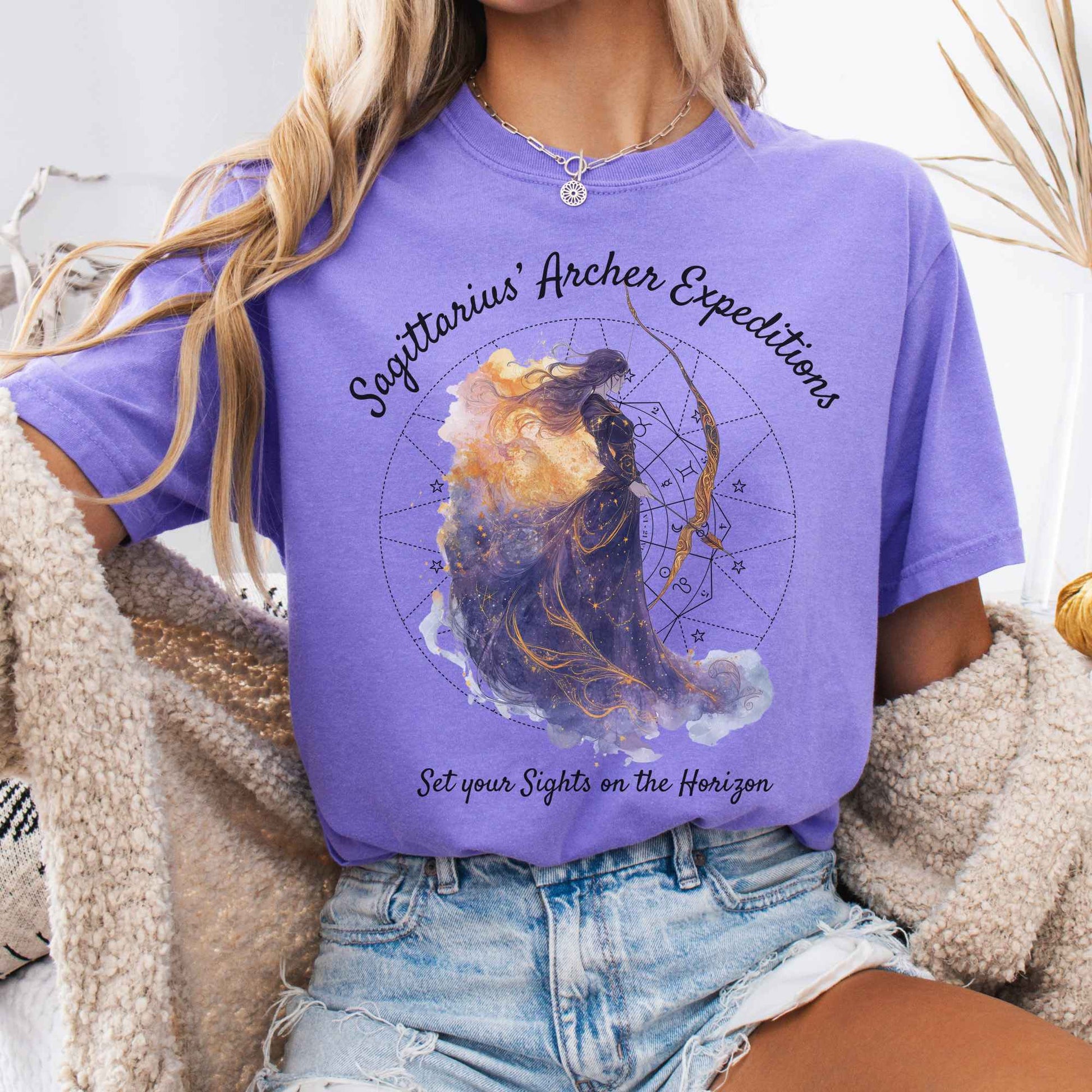 T-Shirt Violet / S Sagittarius Archer Expeditions Zodiac Shirt The Mystic Eden