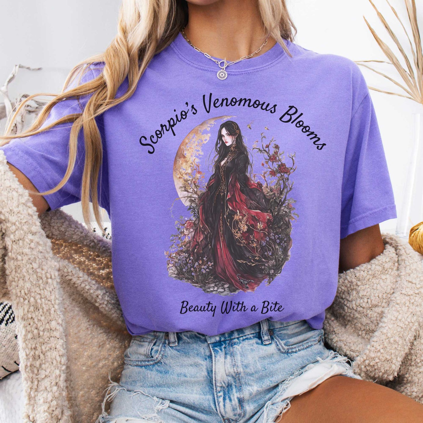 T-Shirt Violet / S Scorpio's Venomous Blooms Zodiac Shirt The Mystic Eden