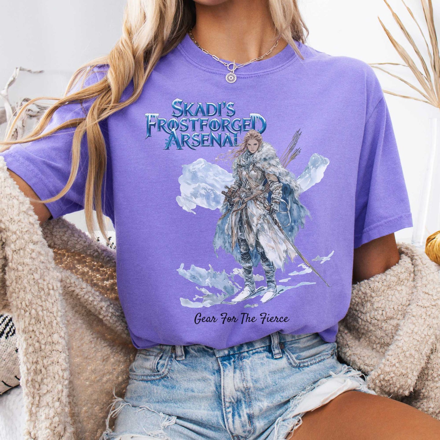 T-Shirt Violet / S Skadi's Frostforged Arsenal Norse Mythology Shirt The Mystic Eden